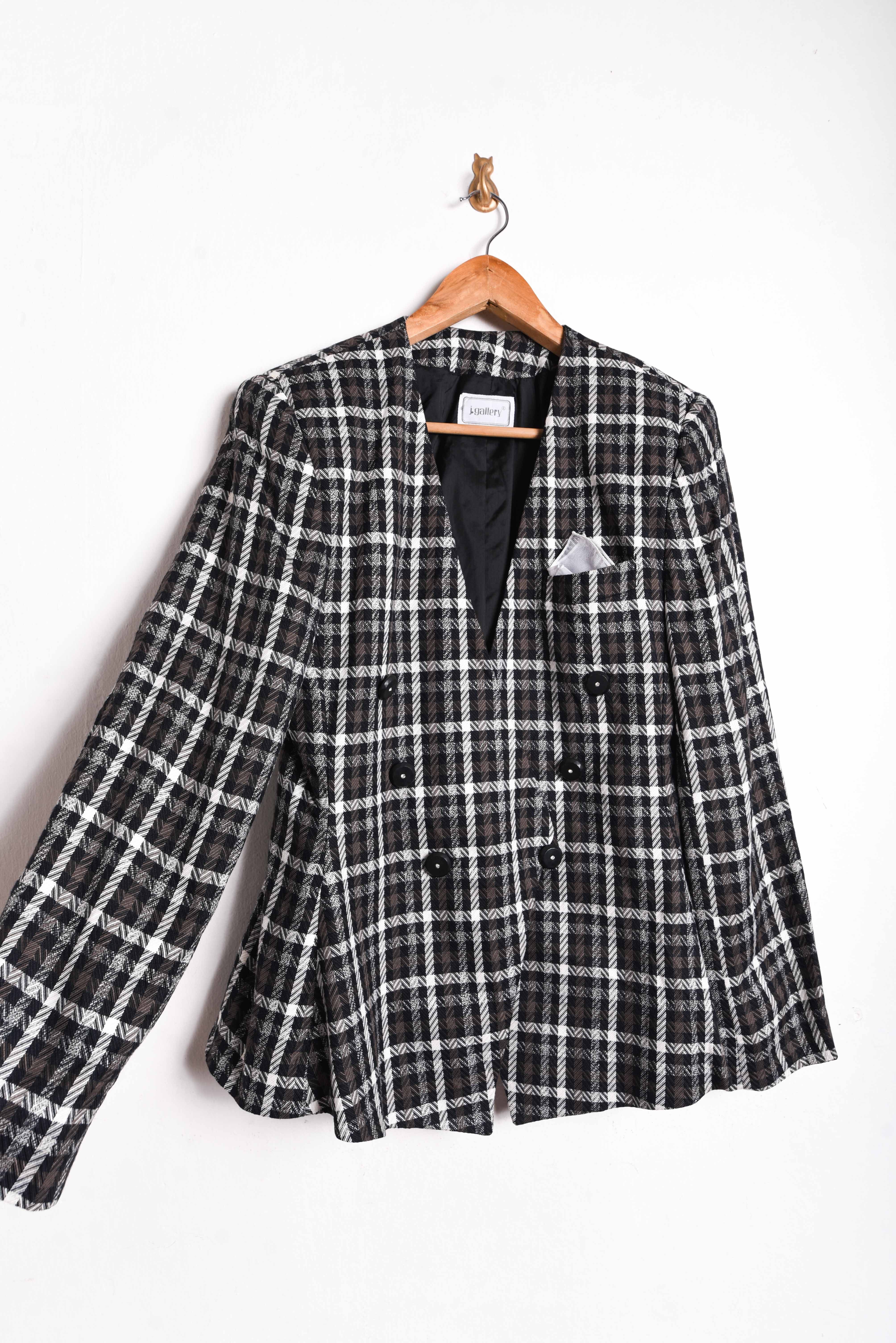 Blazer gingham 90s cruzado