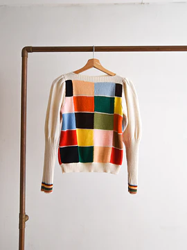 Chaleco marfil vintage cuadros