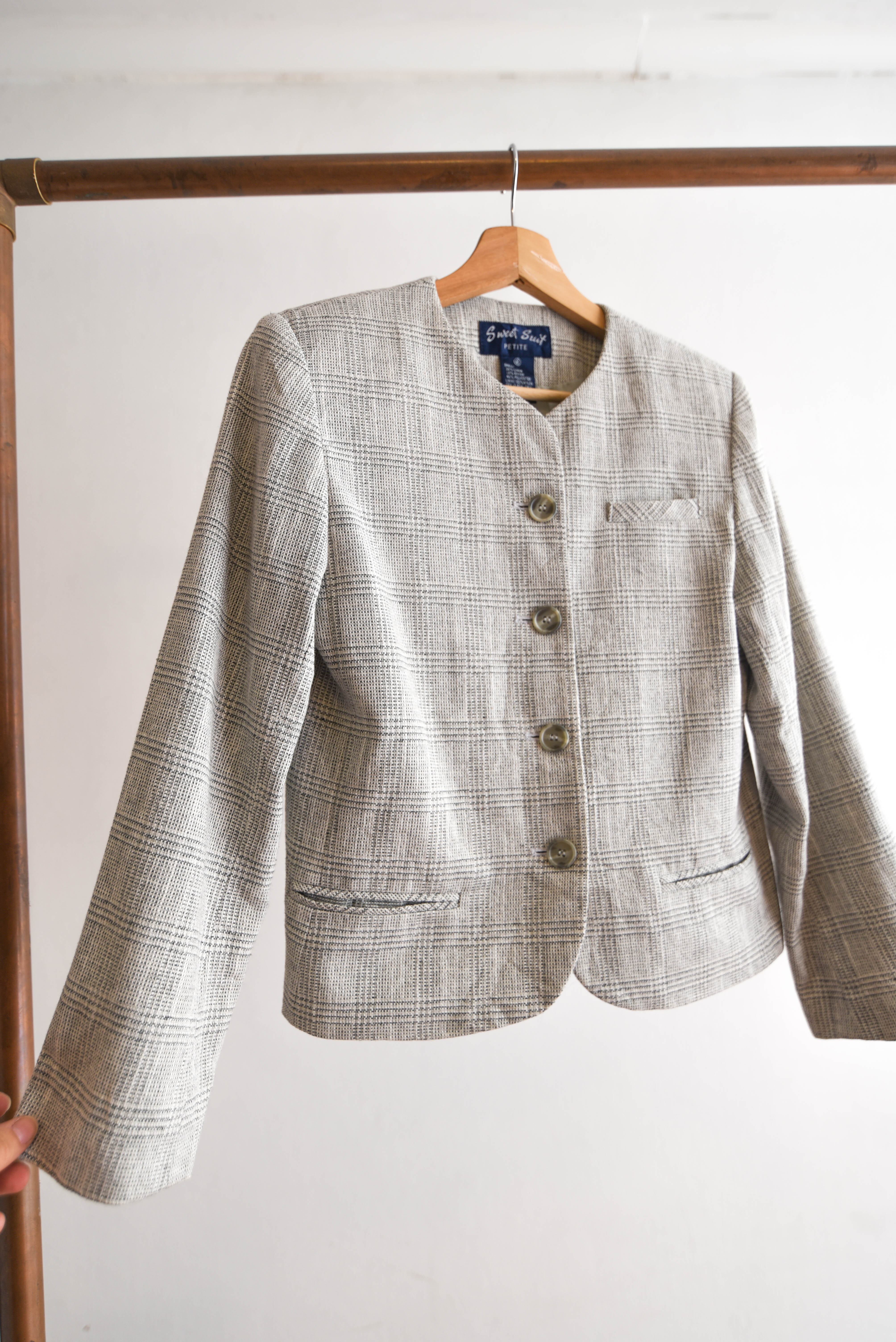 Chaqueta Gales gris perla vintage
