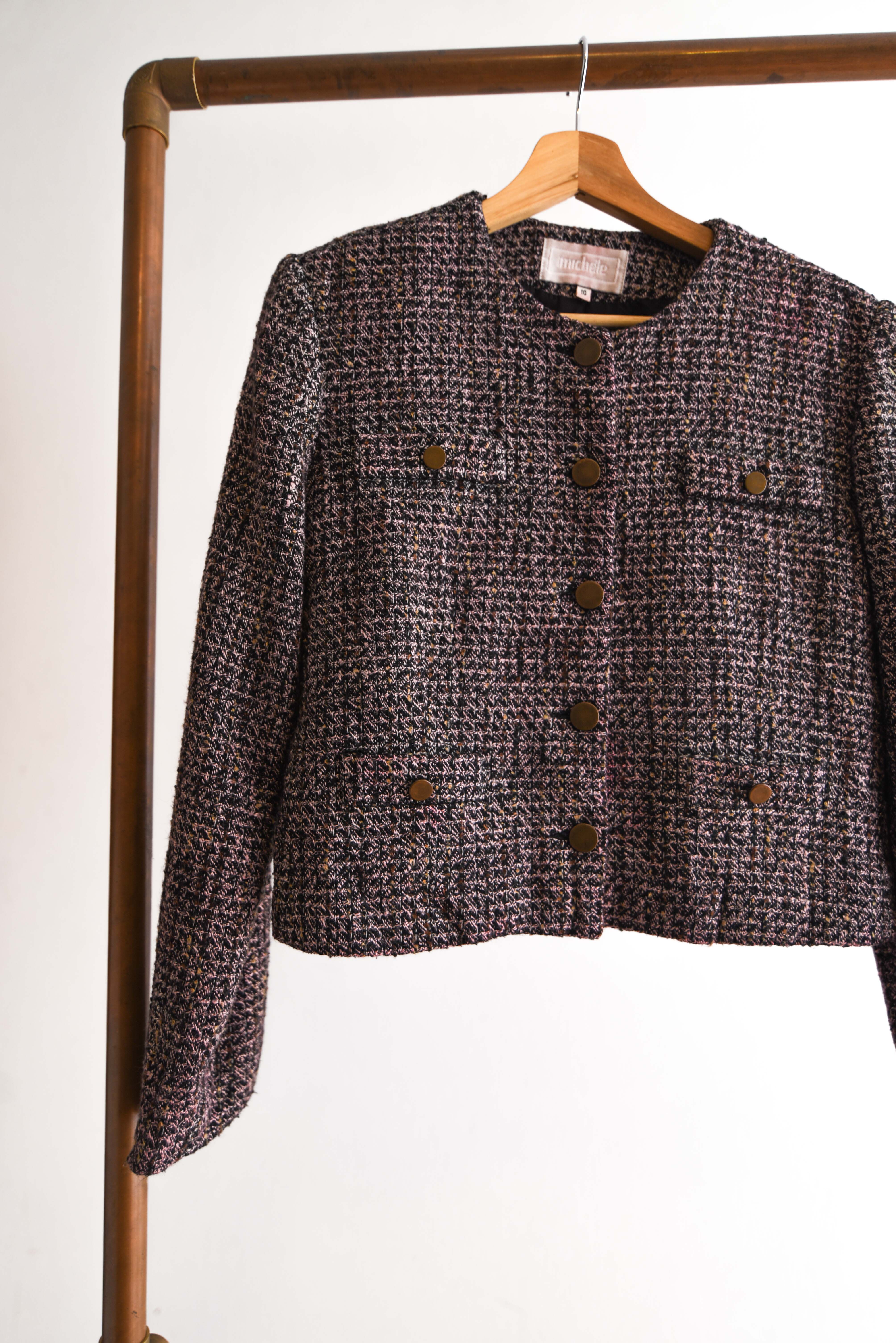 Chaqueta grafito tweed vintage