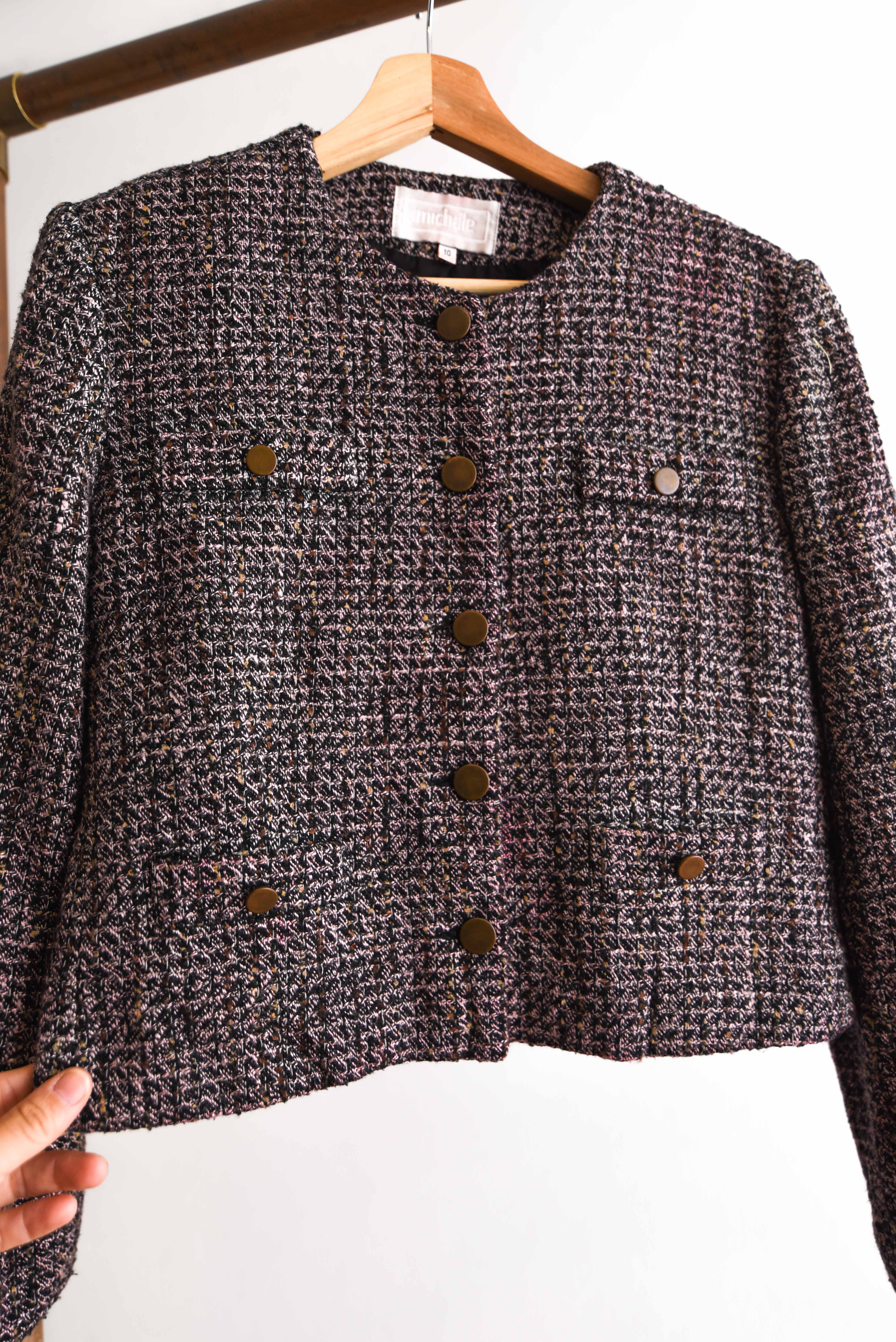 Chaqueta grafito tweed vintage