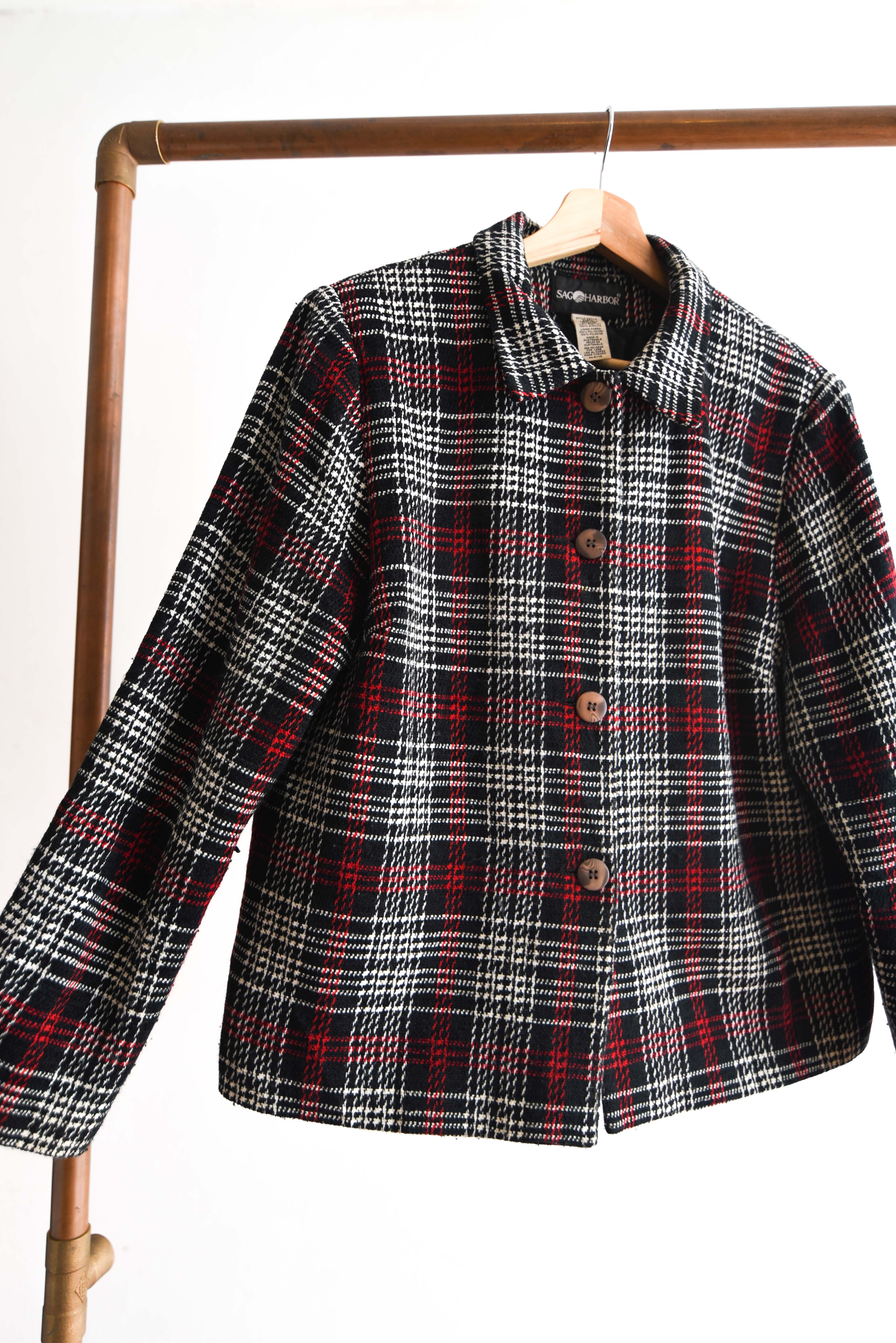 Chaqueta tartán black&red vintage