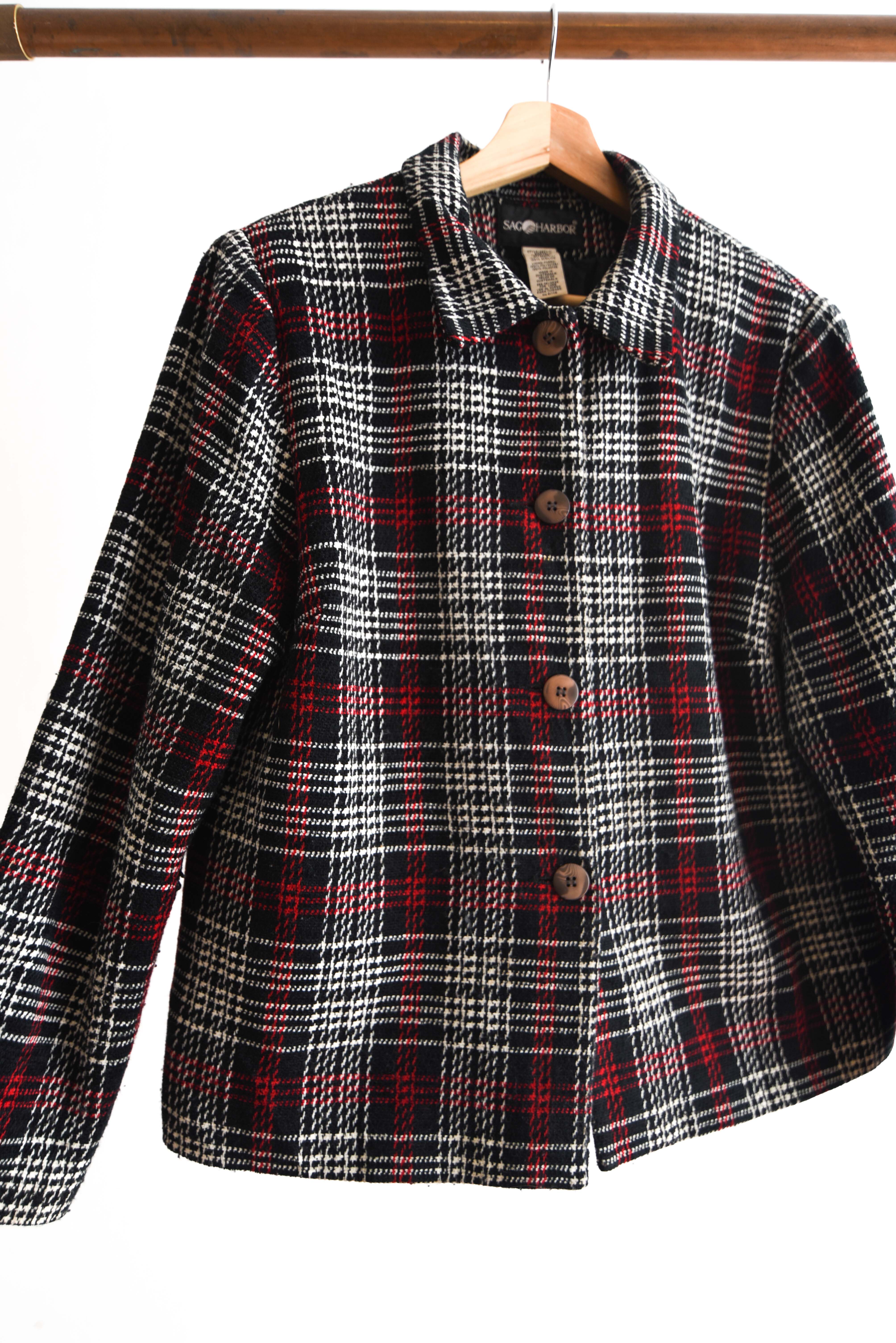 Chaqueta tartán black&red vintage