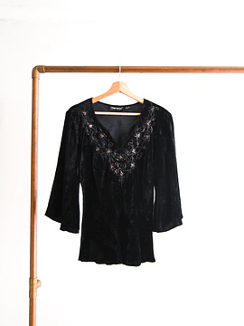 Top y2k black velvet