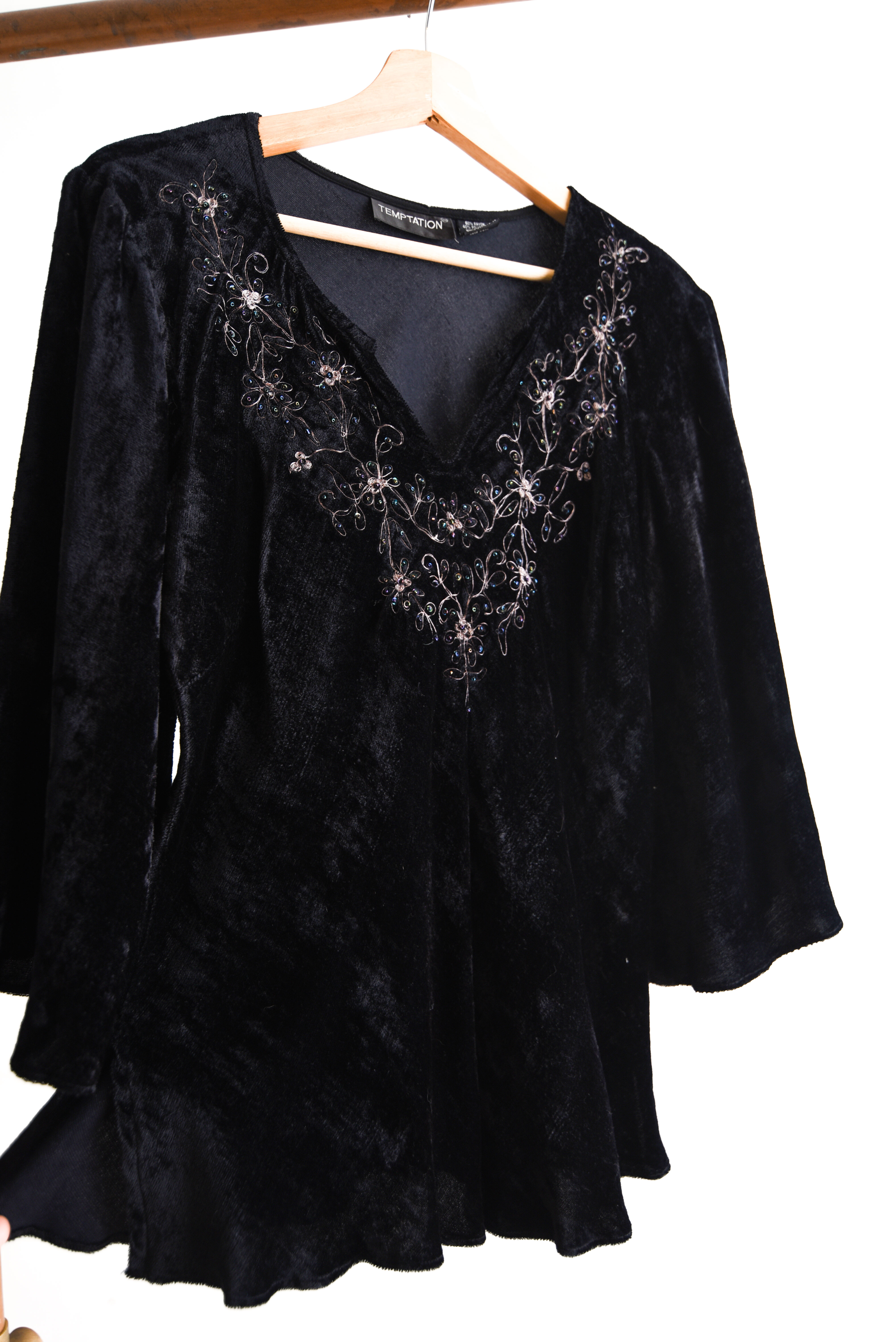 Top y2k black velvet