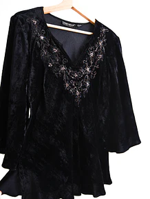 Top y2k black velvet