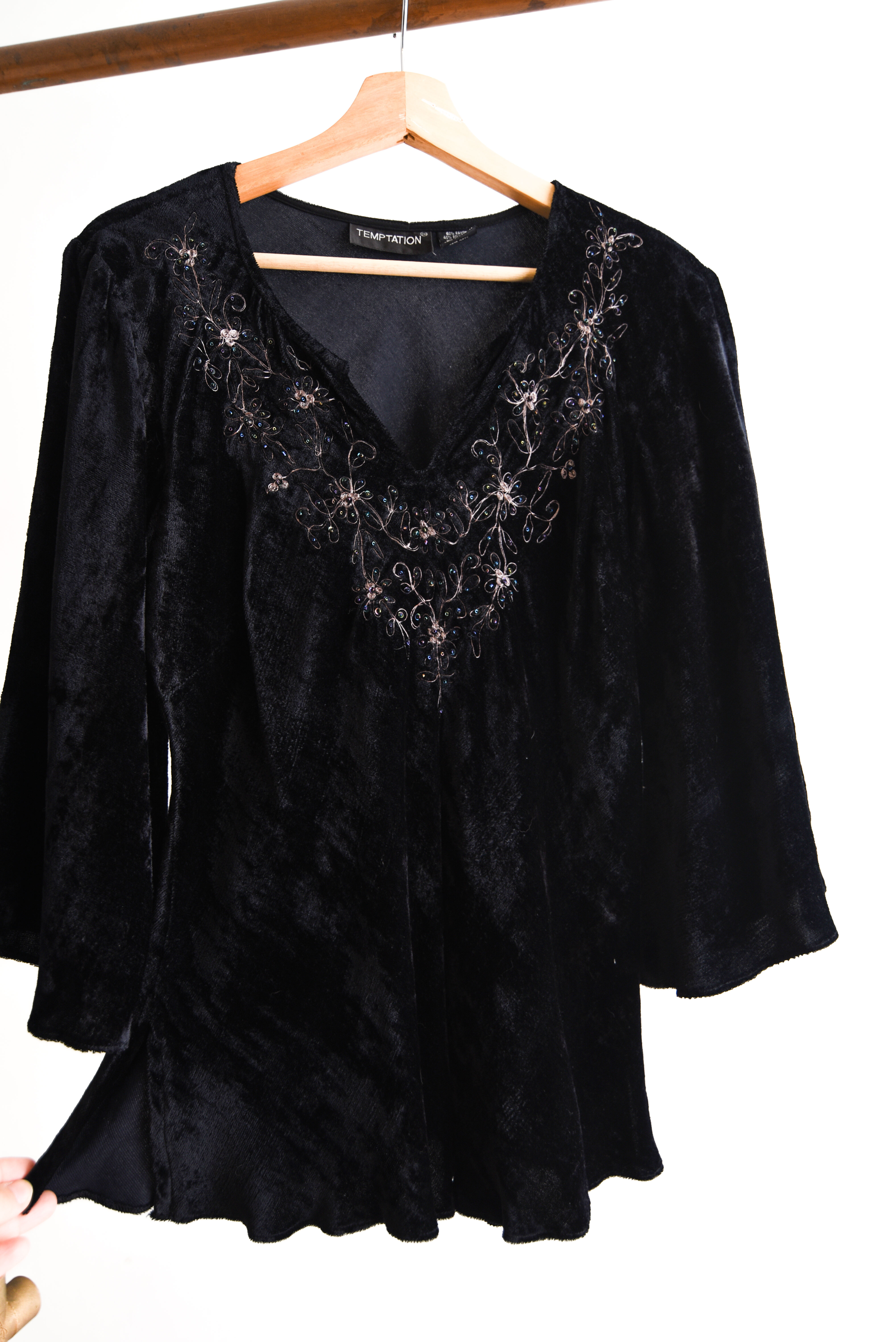 Top y2k black velvet