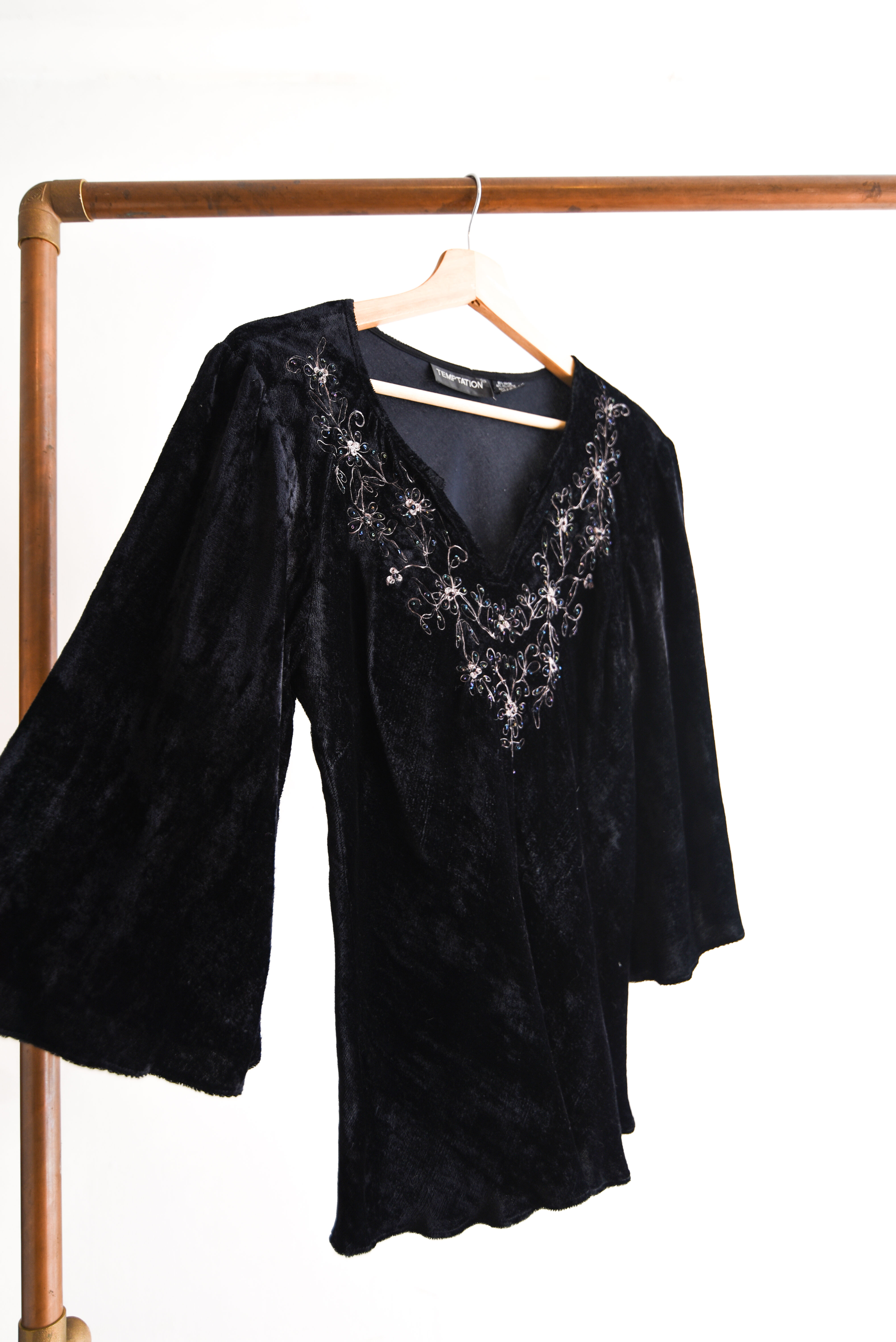 Top y2k black velvet