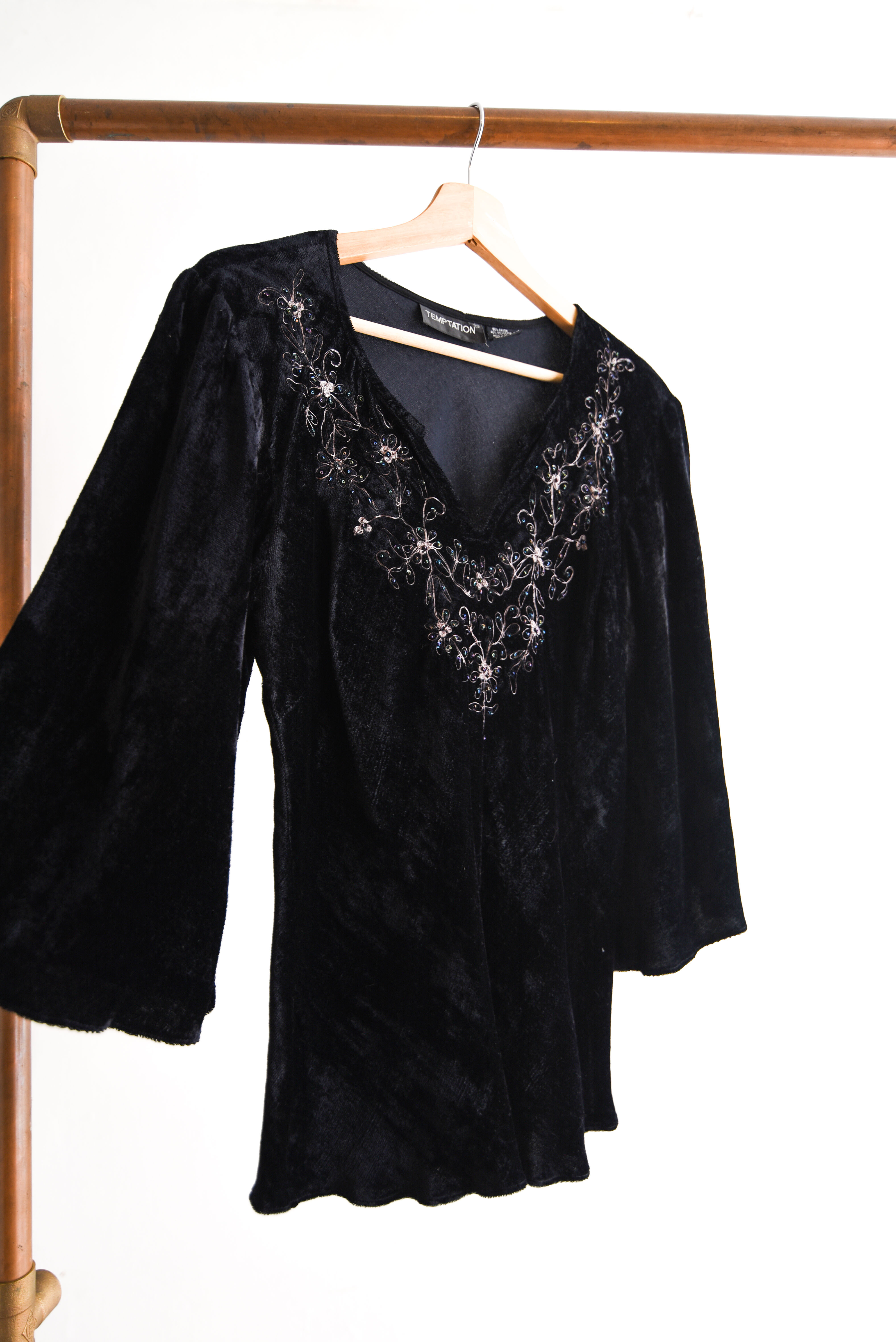 Top y2k black velvet