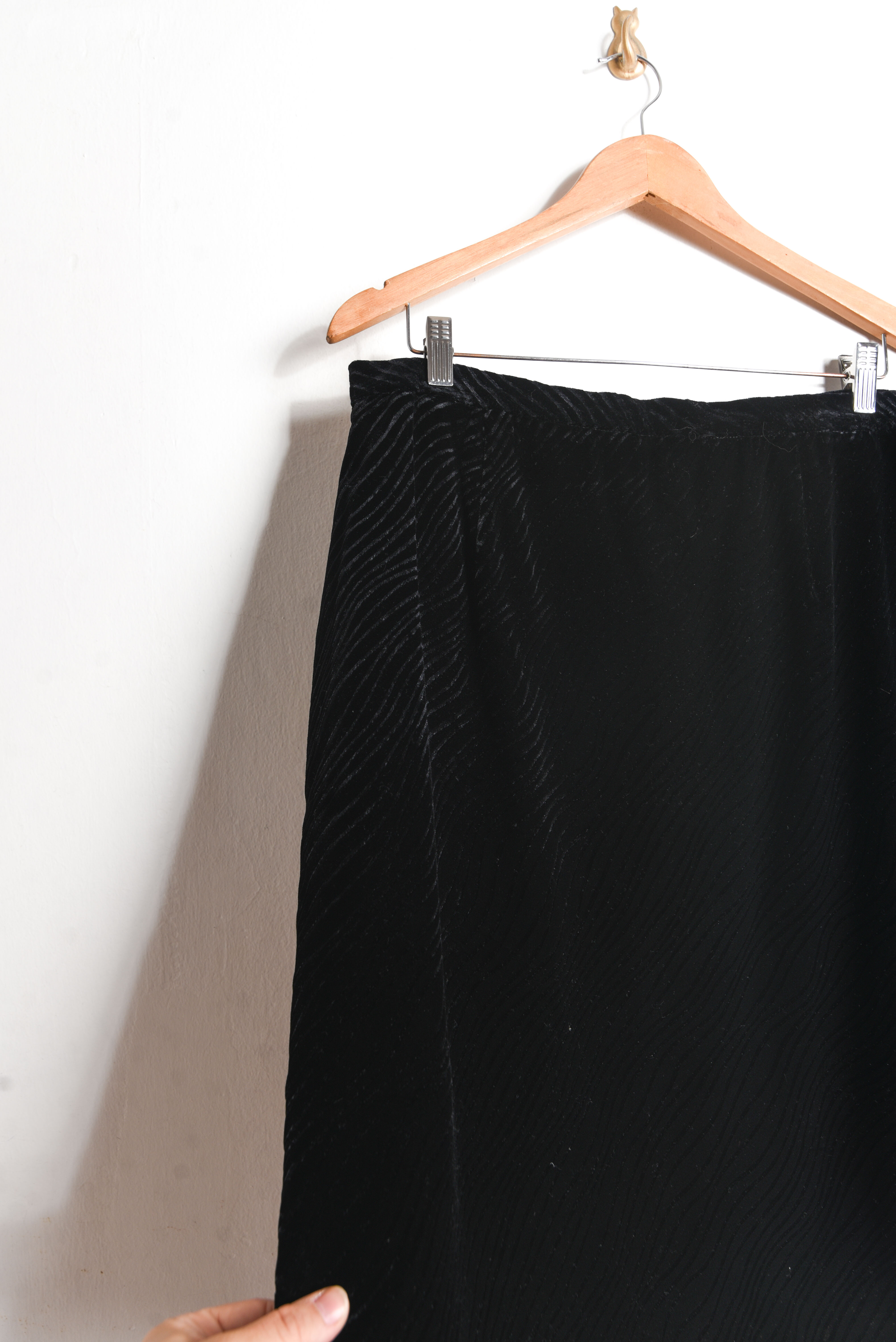 Falda negra vintage velvet wavy