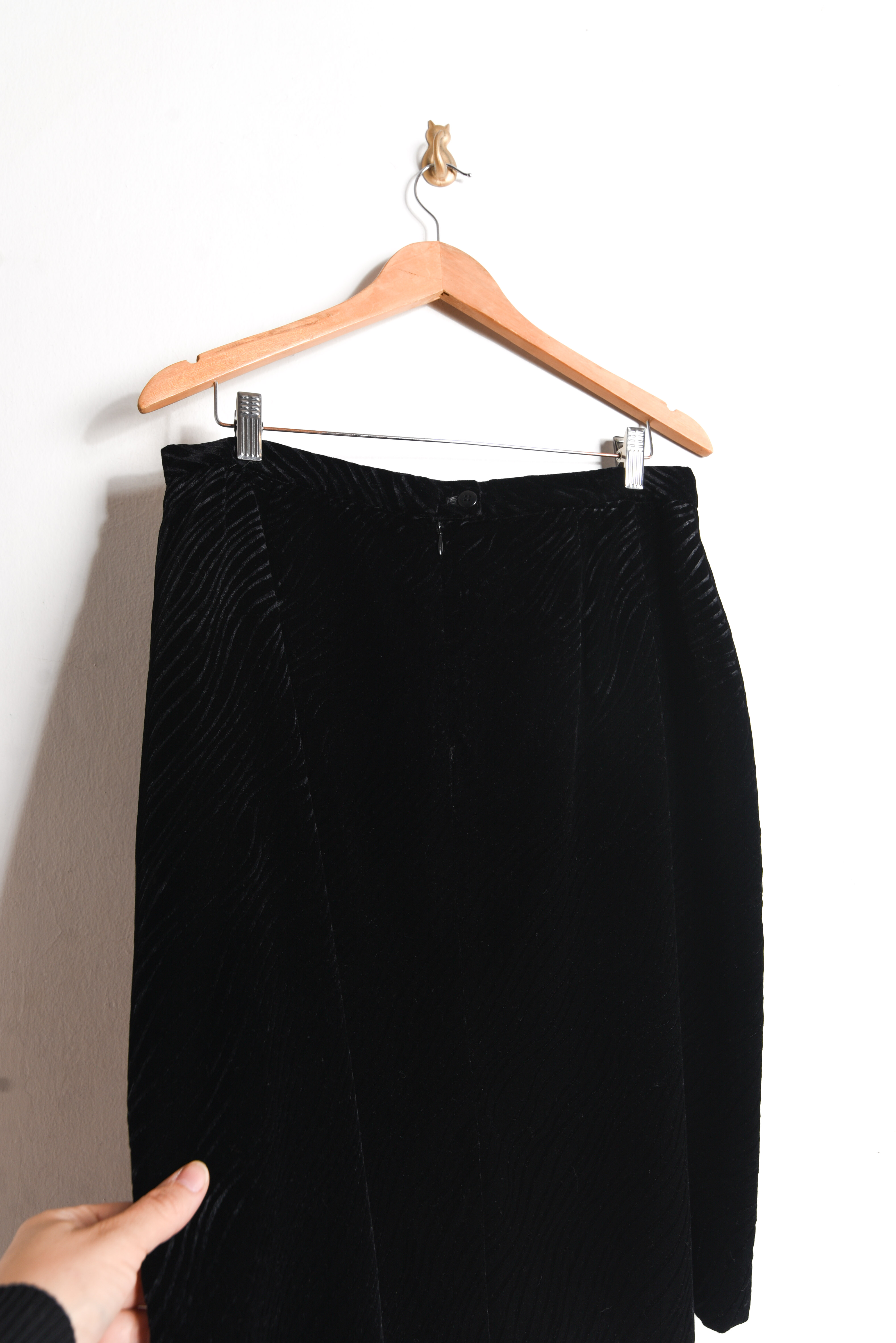 Falda negra vintage velvet wavy
