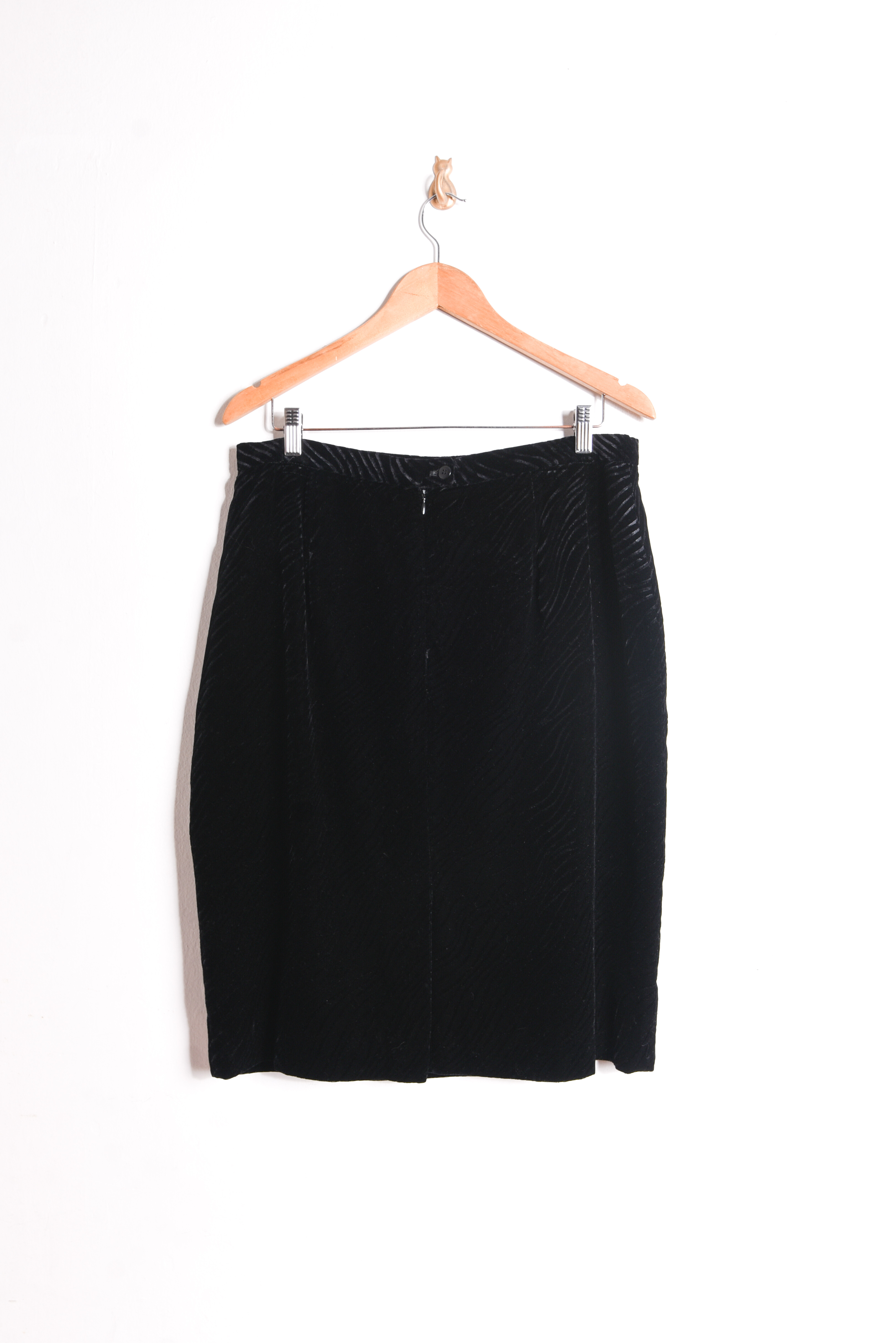 Falda negra vintage velvet wavy