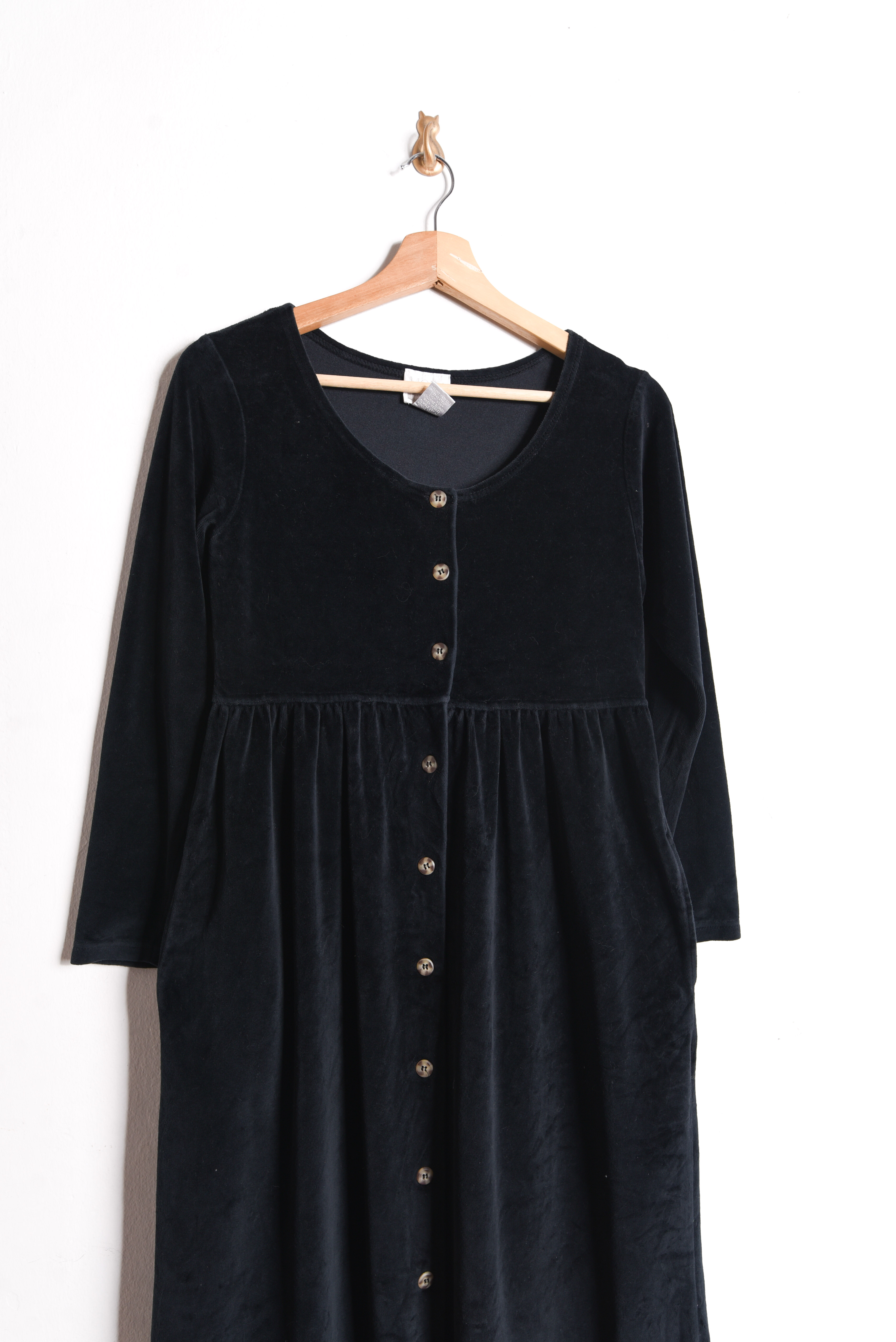 Maxi vestido negro plush 90s