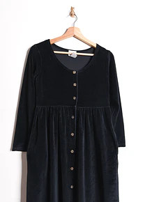 Maxi vestido negro plush 90s