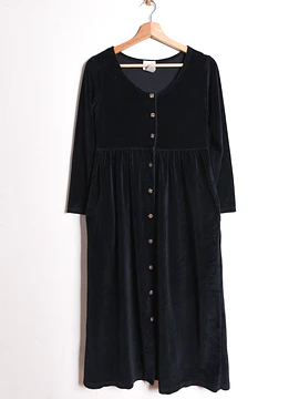 Maxi vestido negro plush 90s