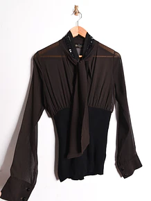 Blusa café transparencia italiana