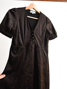 Vestido café dots velvet