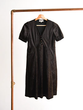 Vestido café dots velvet