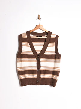 Sweater vest café rayado botones