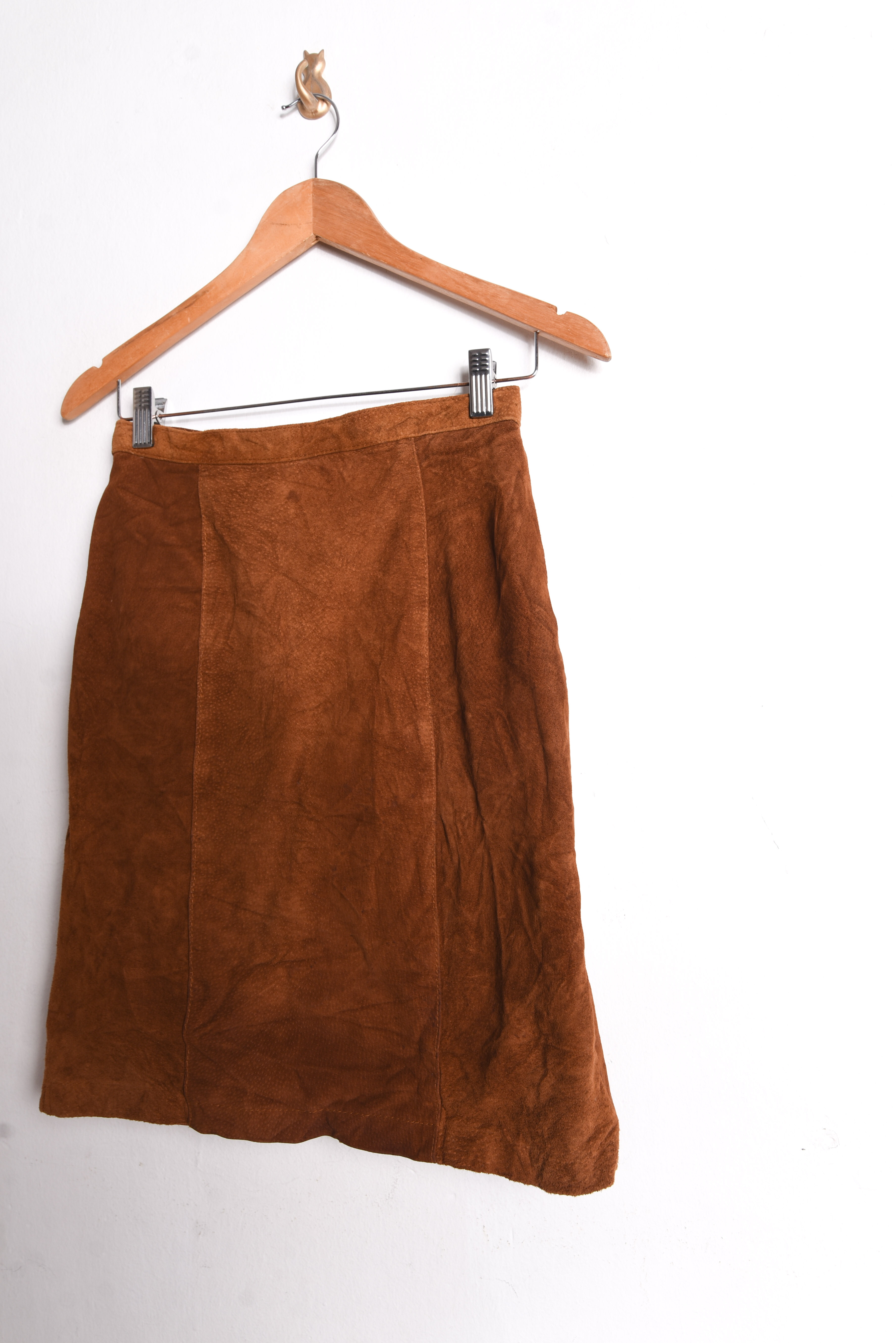 Falda café vintage gamuza
