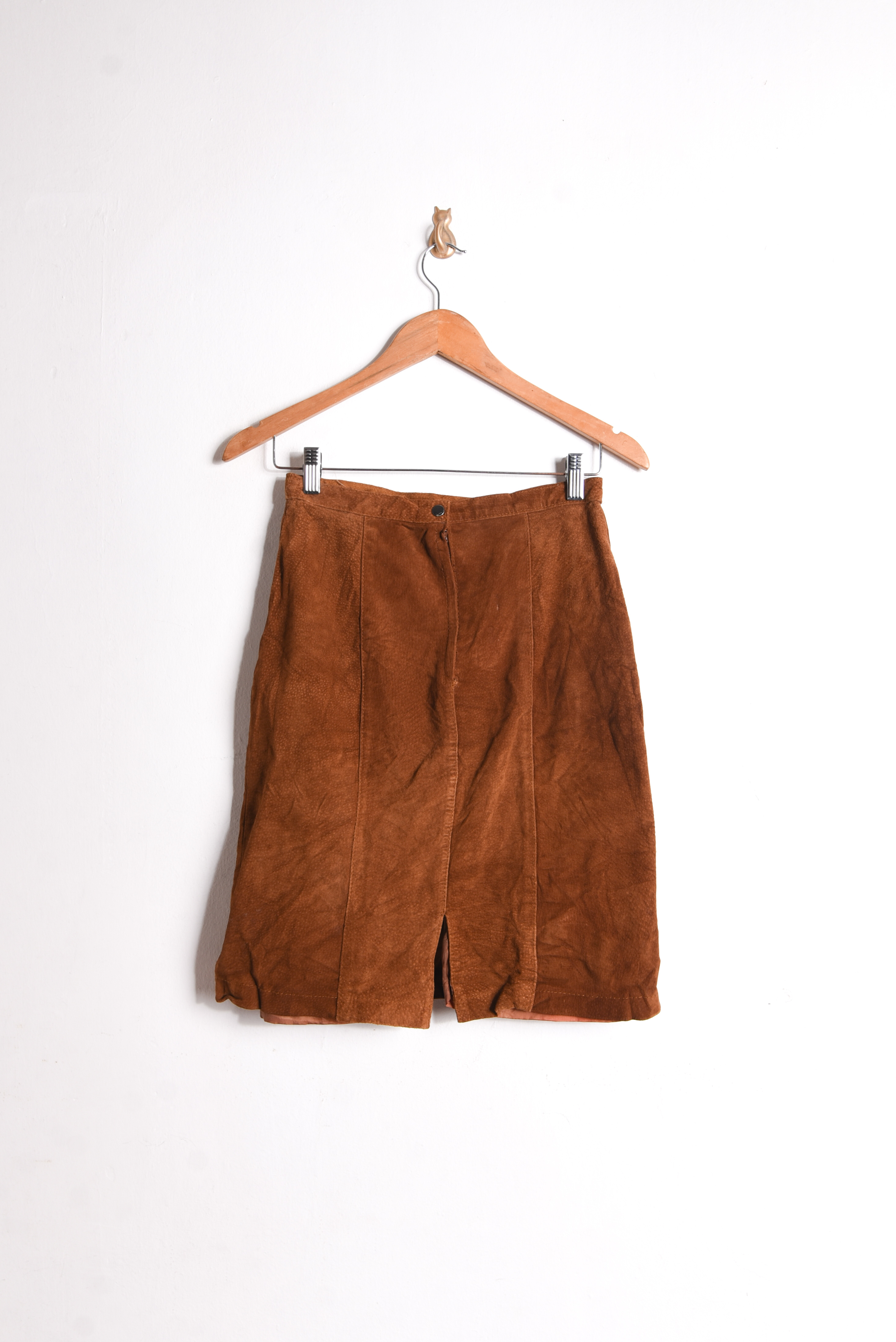 Falda café vintage gamuza