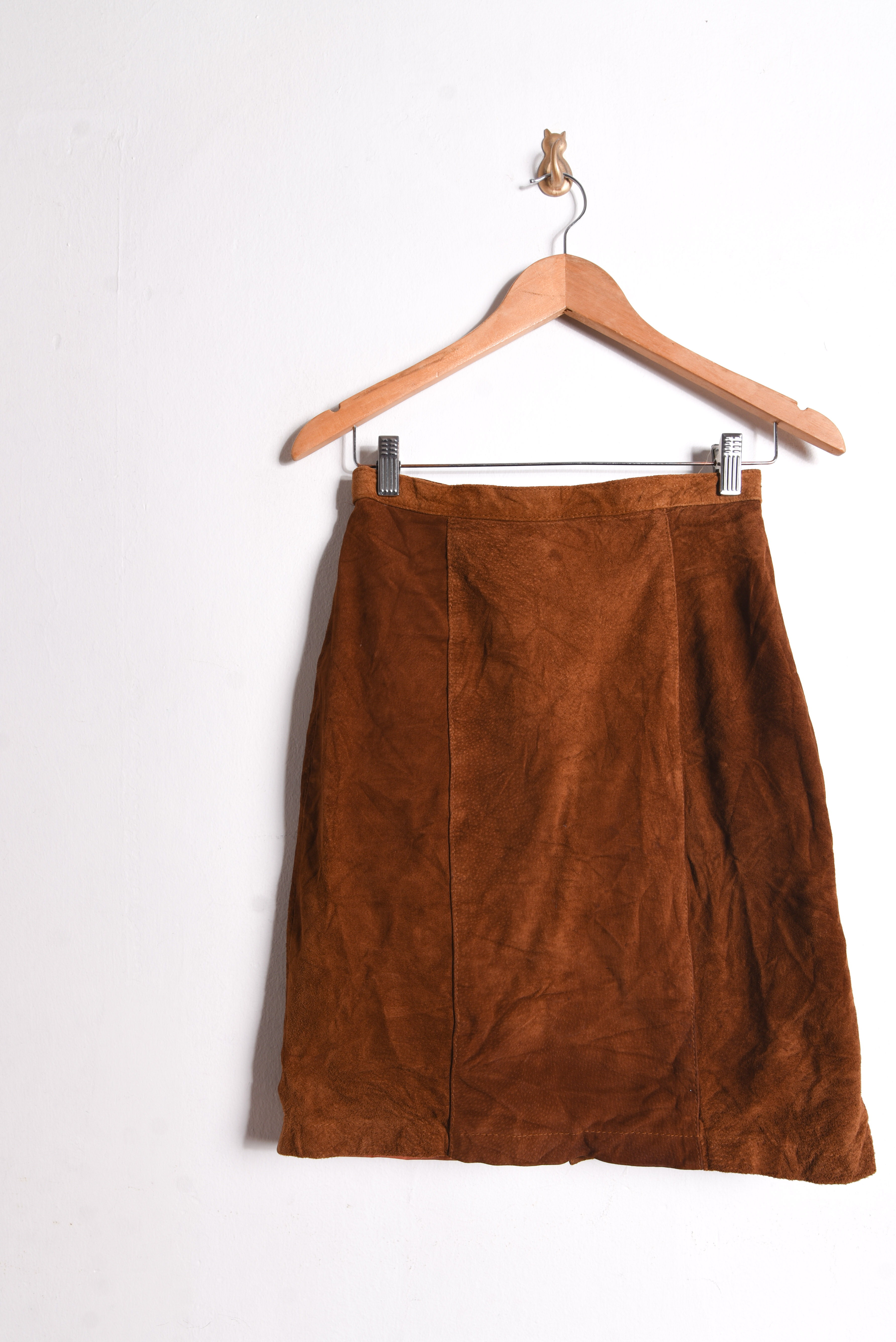 Falda café vintage gamuza