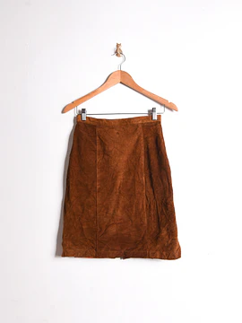 Falda café vintage gamuza
