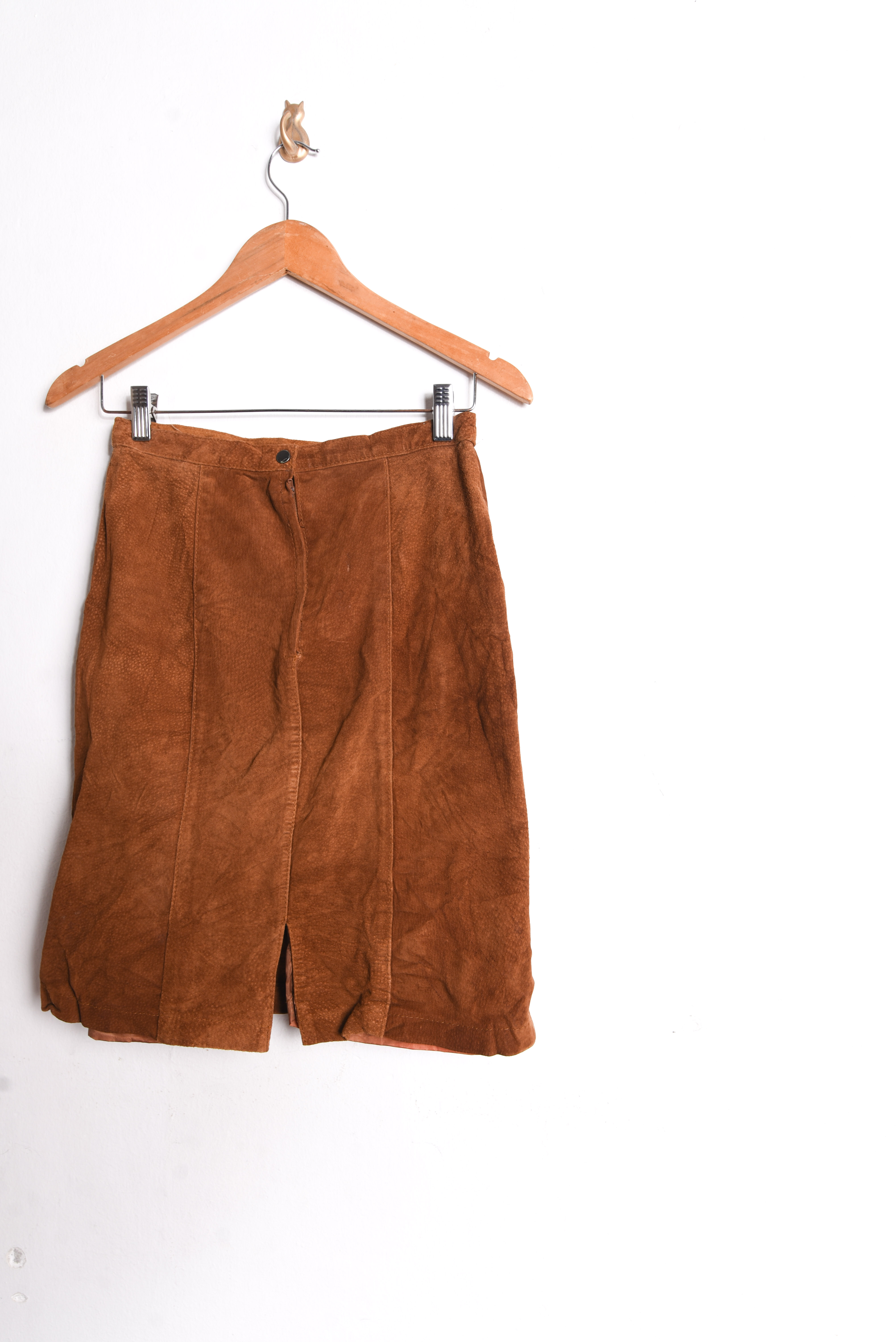 Falda café vintage gamuza