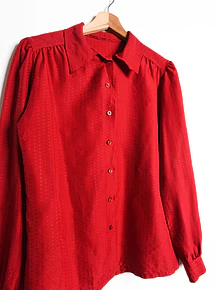 Blusa roja satín vintage