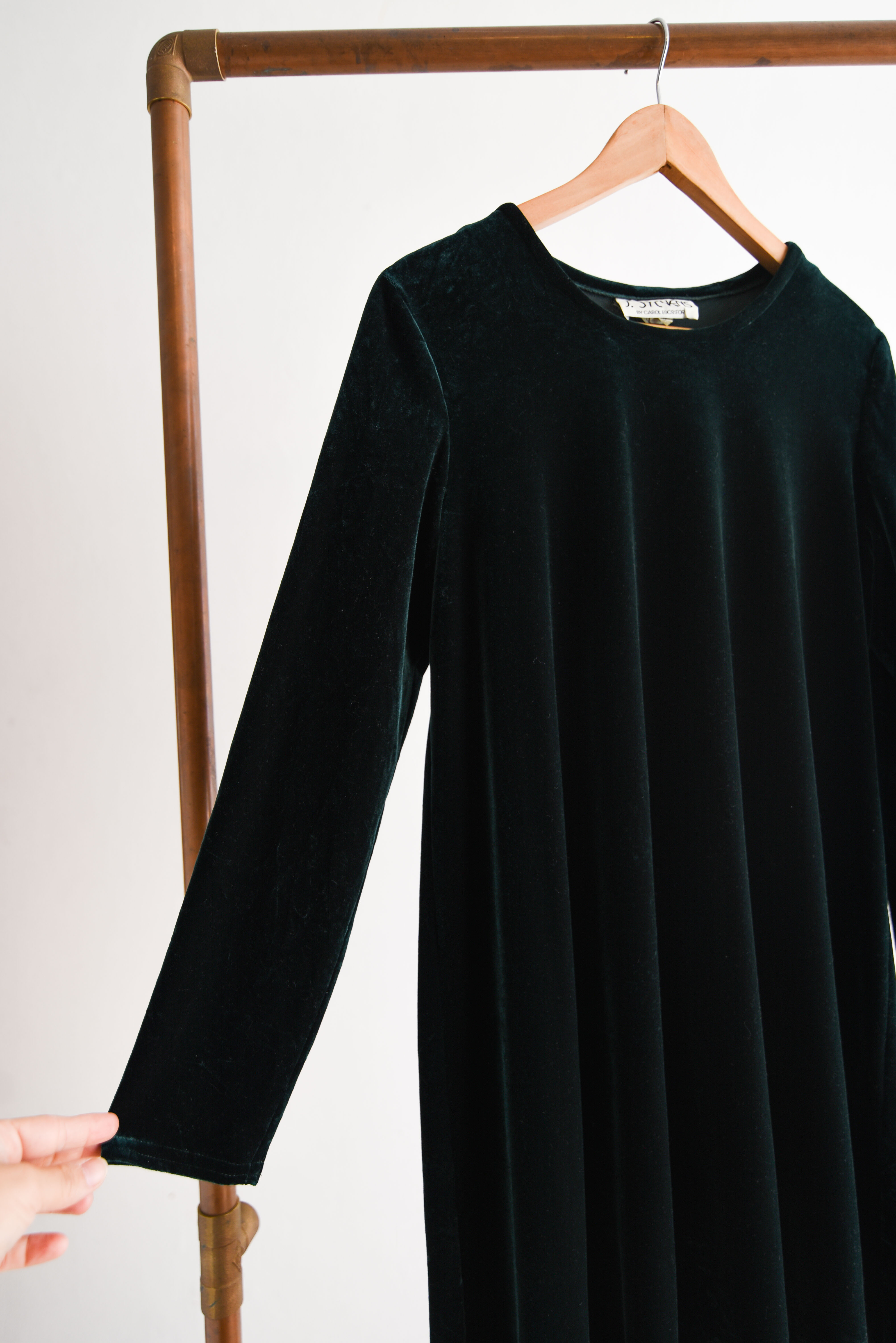 Vestido green velvet 90s