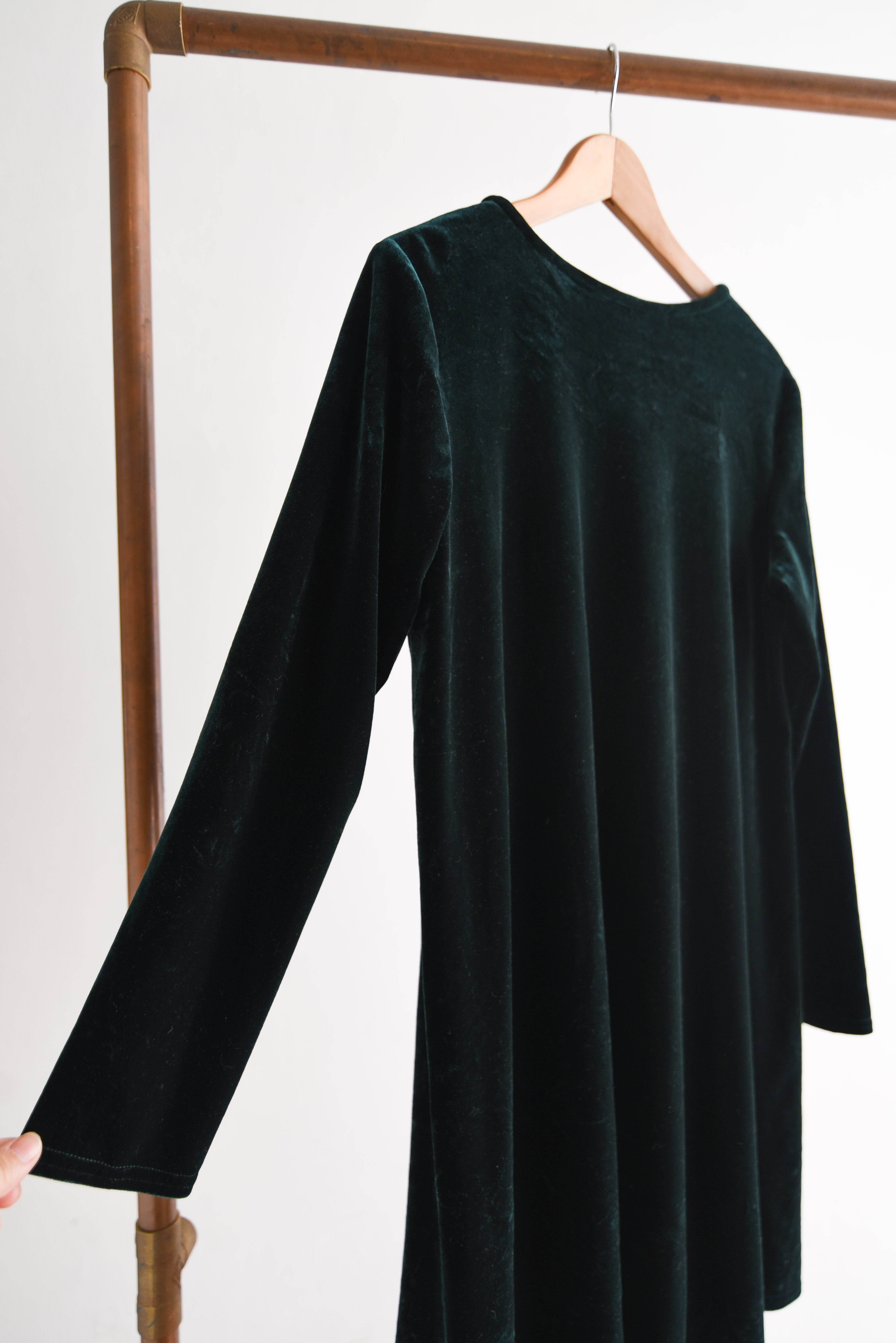 Vestido green velvet 90s