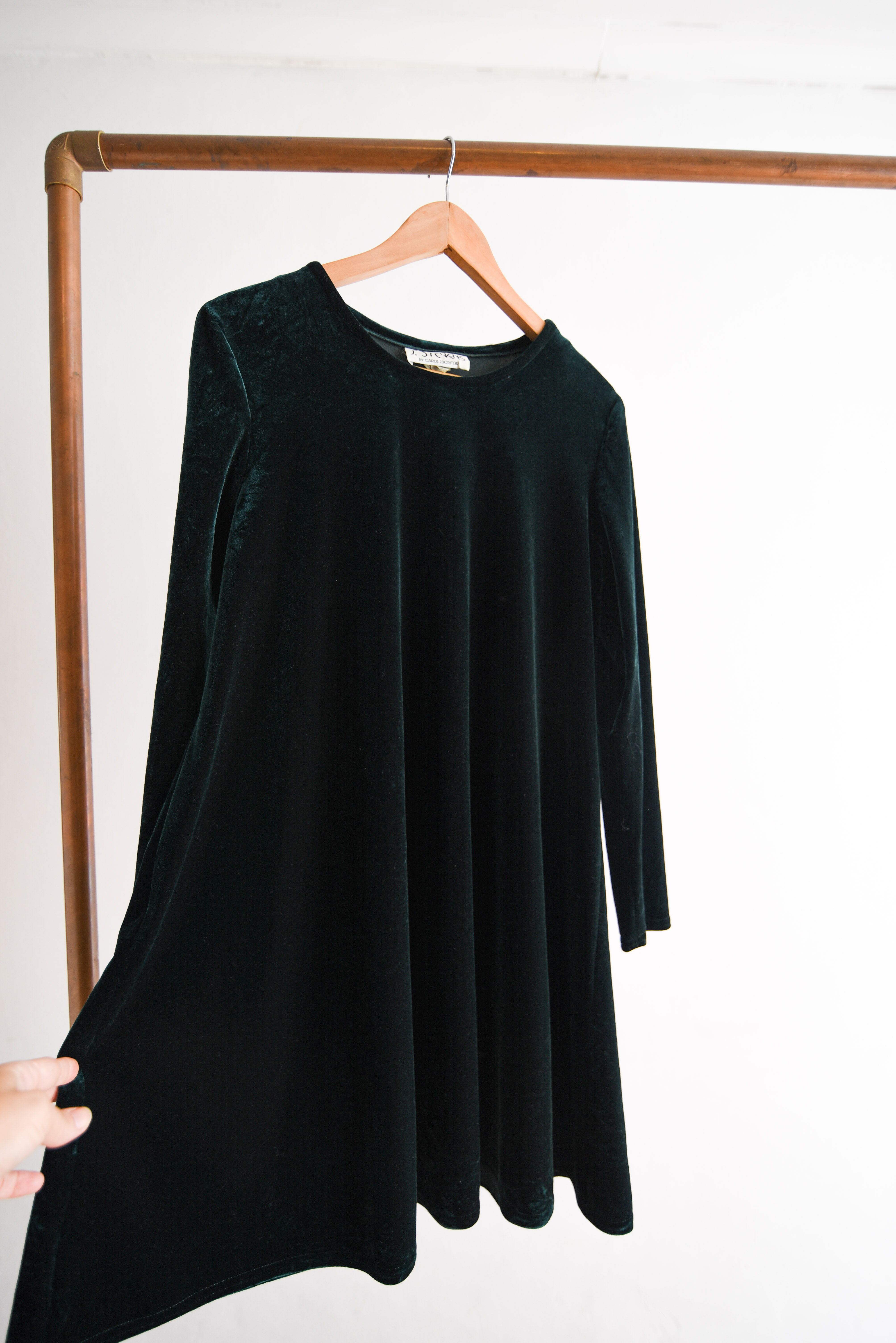 Vestido green velvet 90s