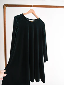 Vestido green velvet 90s