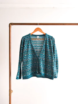 Cardigan turquesa nordic vintage