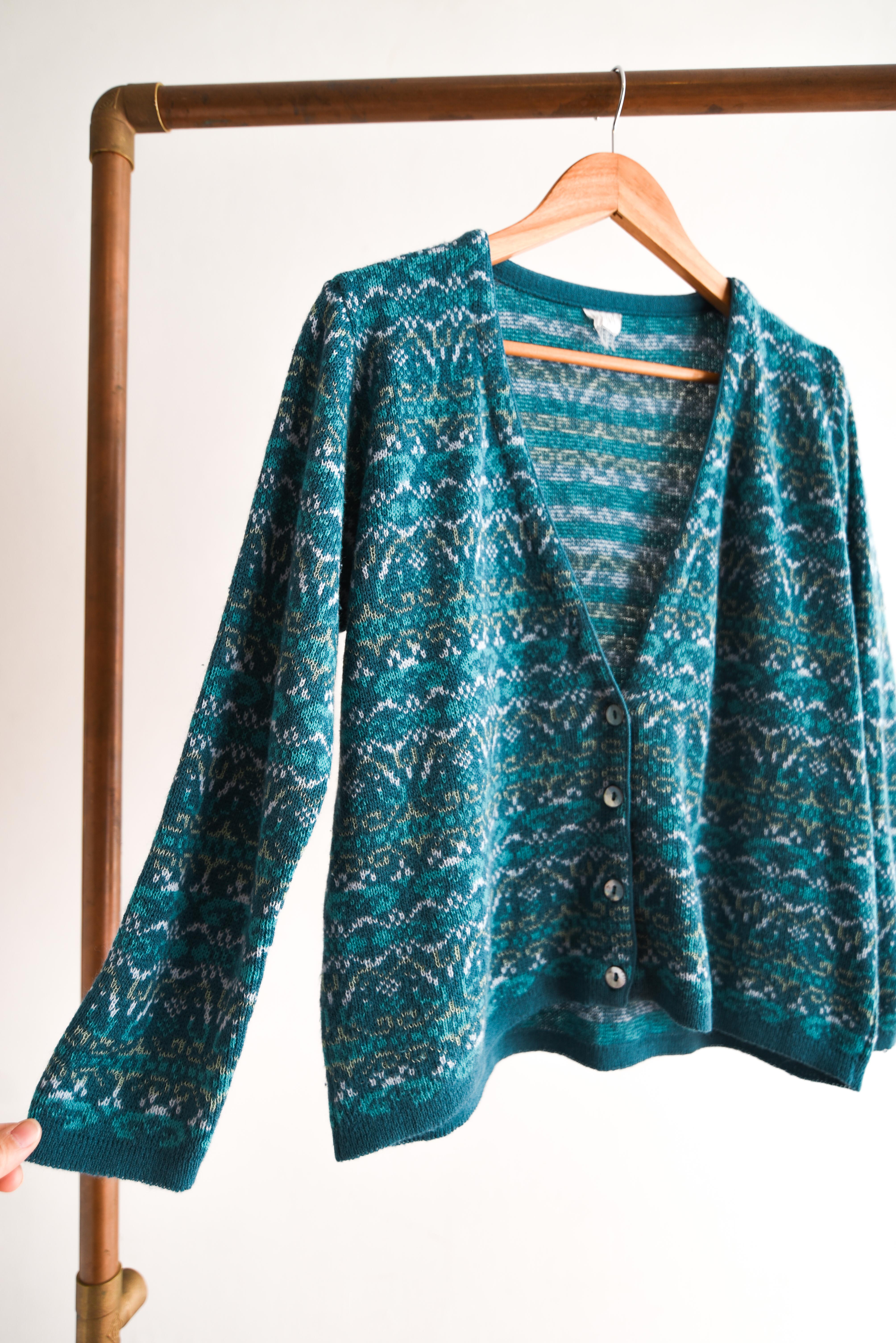 Cardigan turquesa nordic vintage