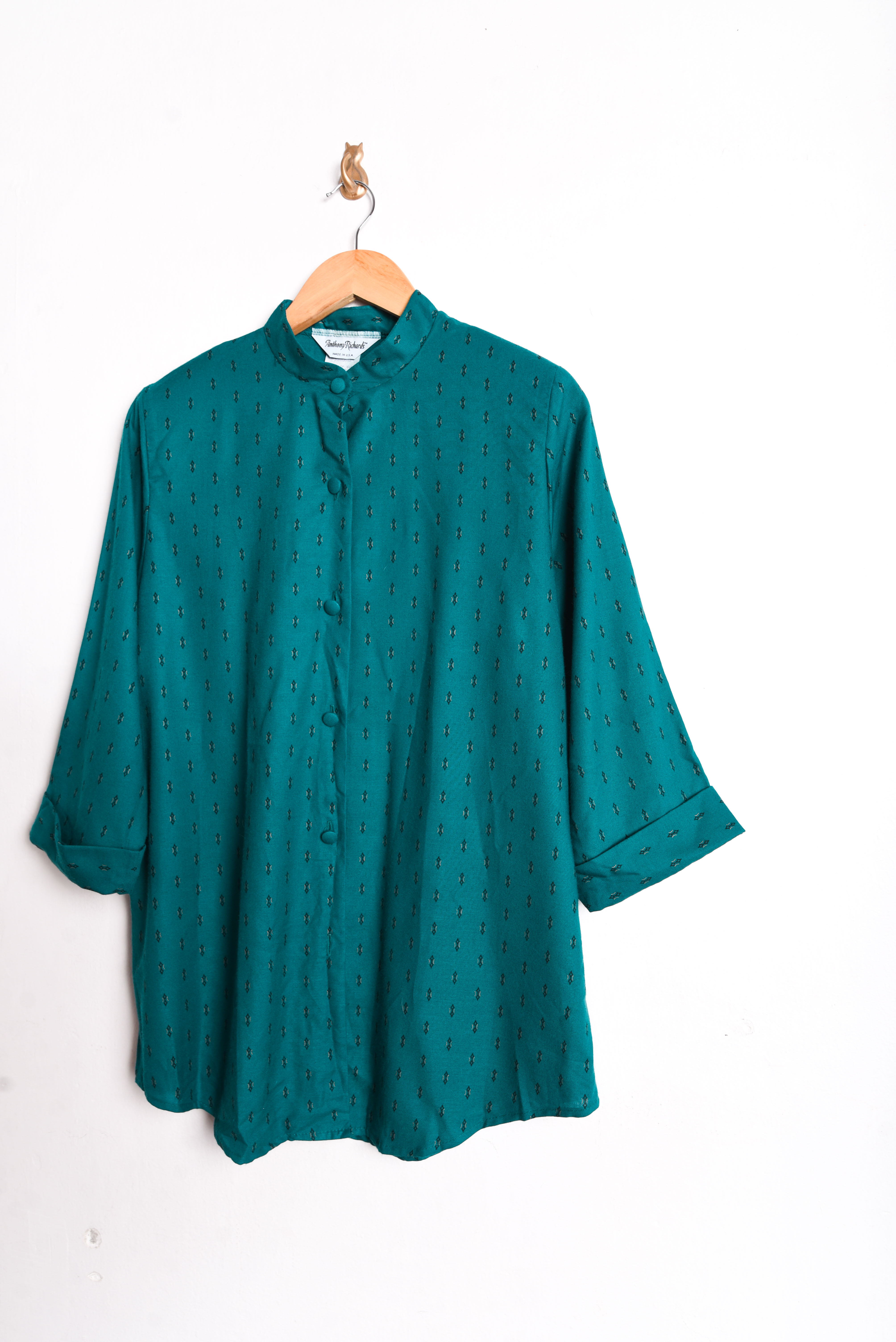 Blusa 80s turquesa print