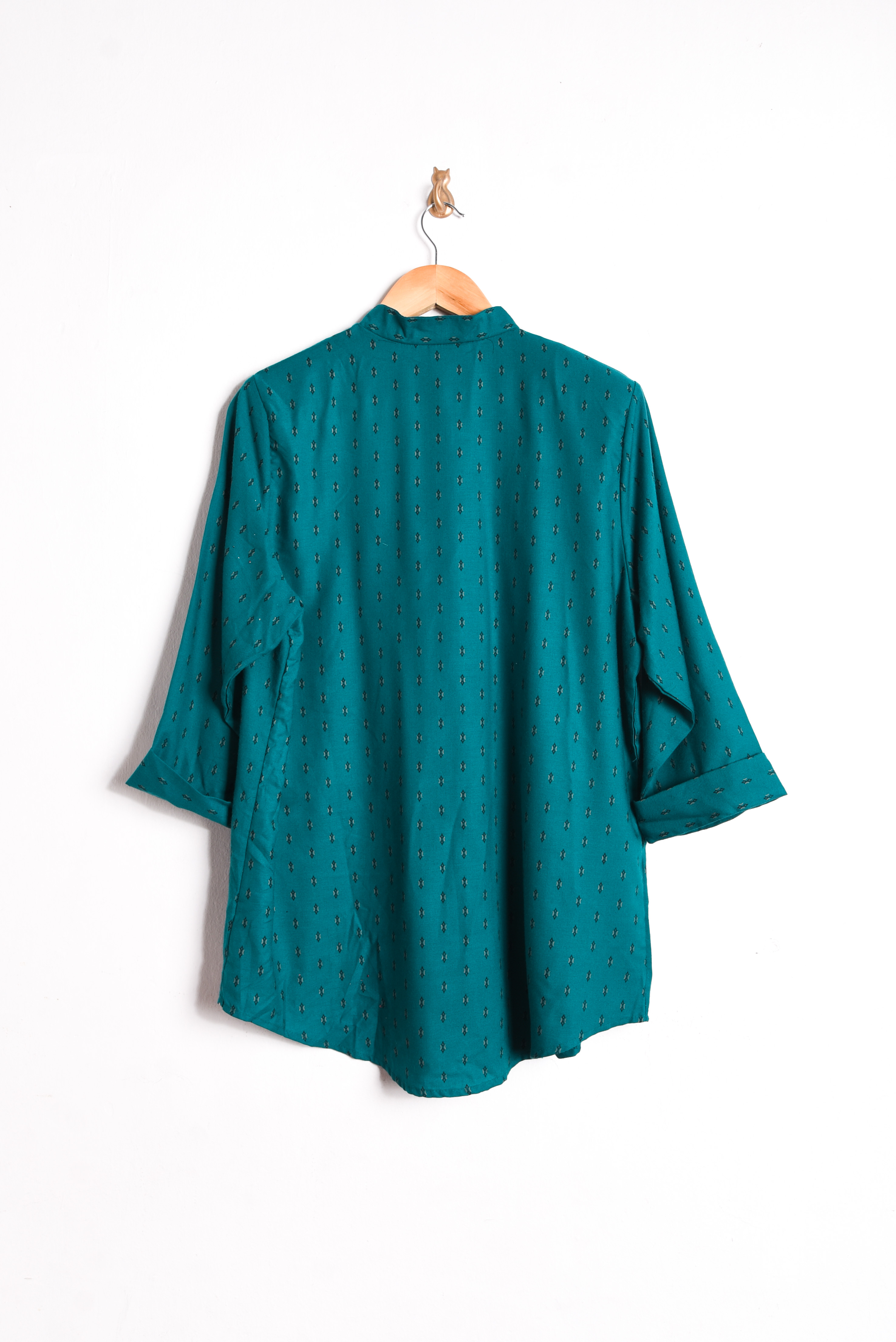 Blusa 80s turquesa print