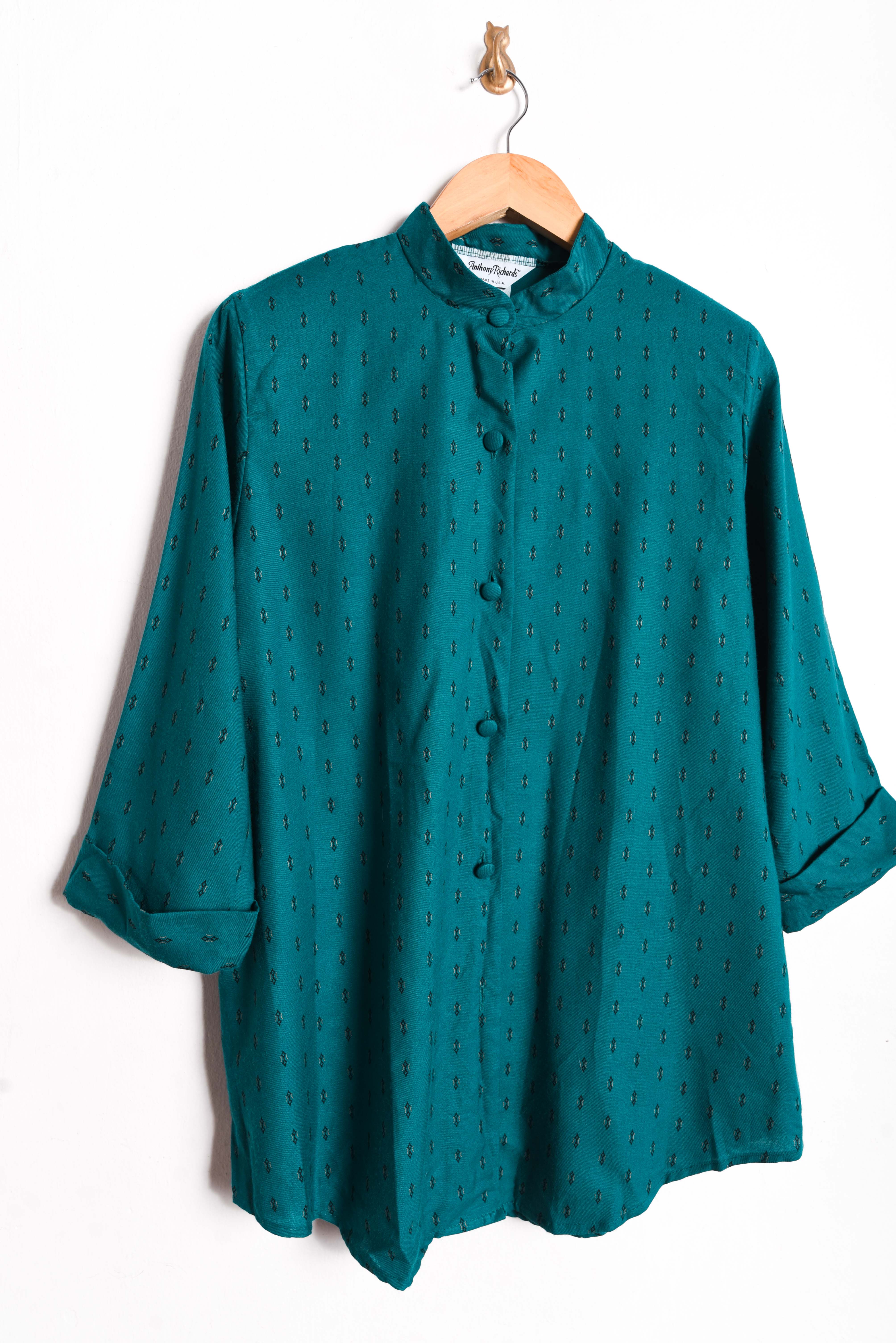 Blusa 80s turquesa print
