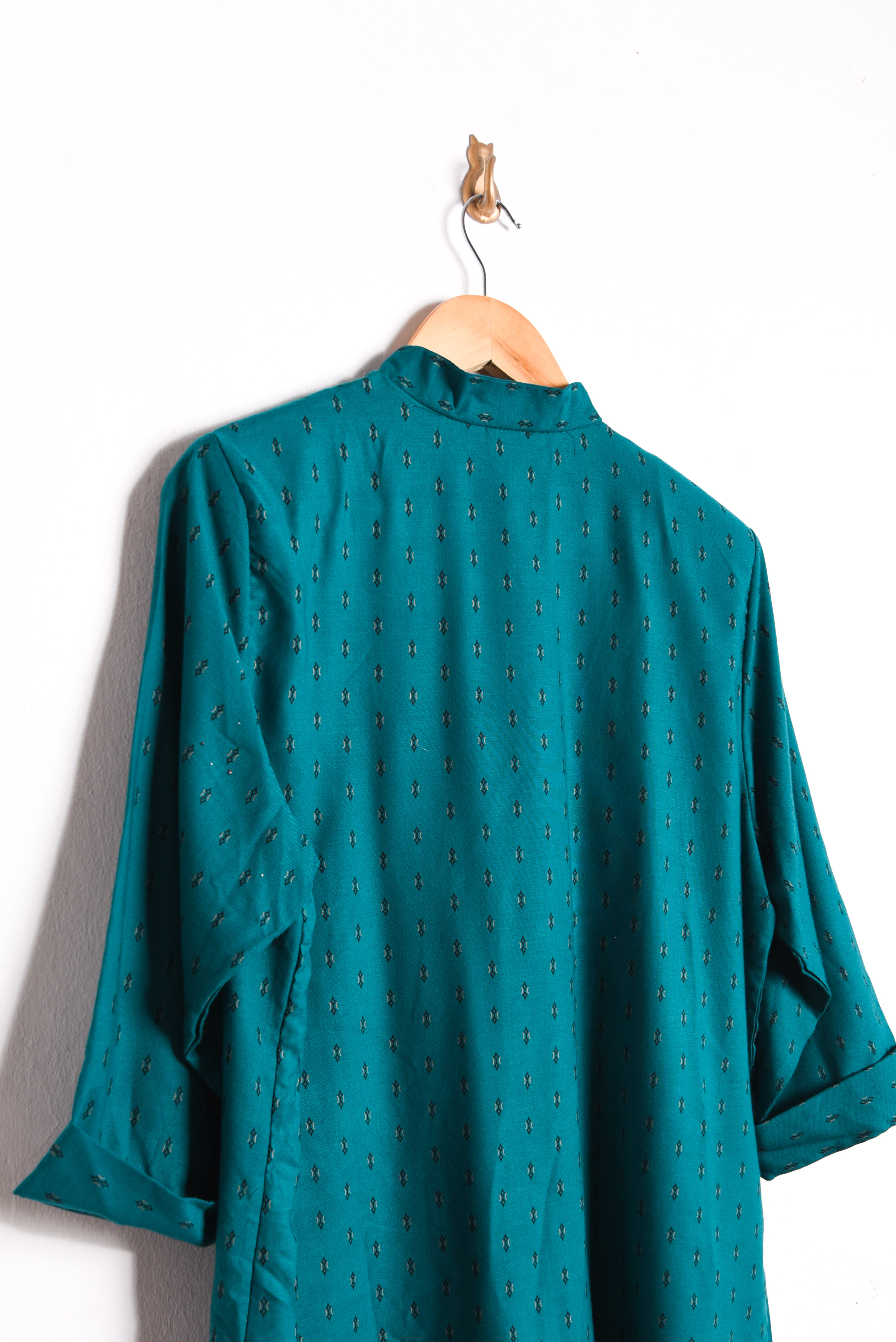 Blusa 80s turquesa print