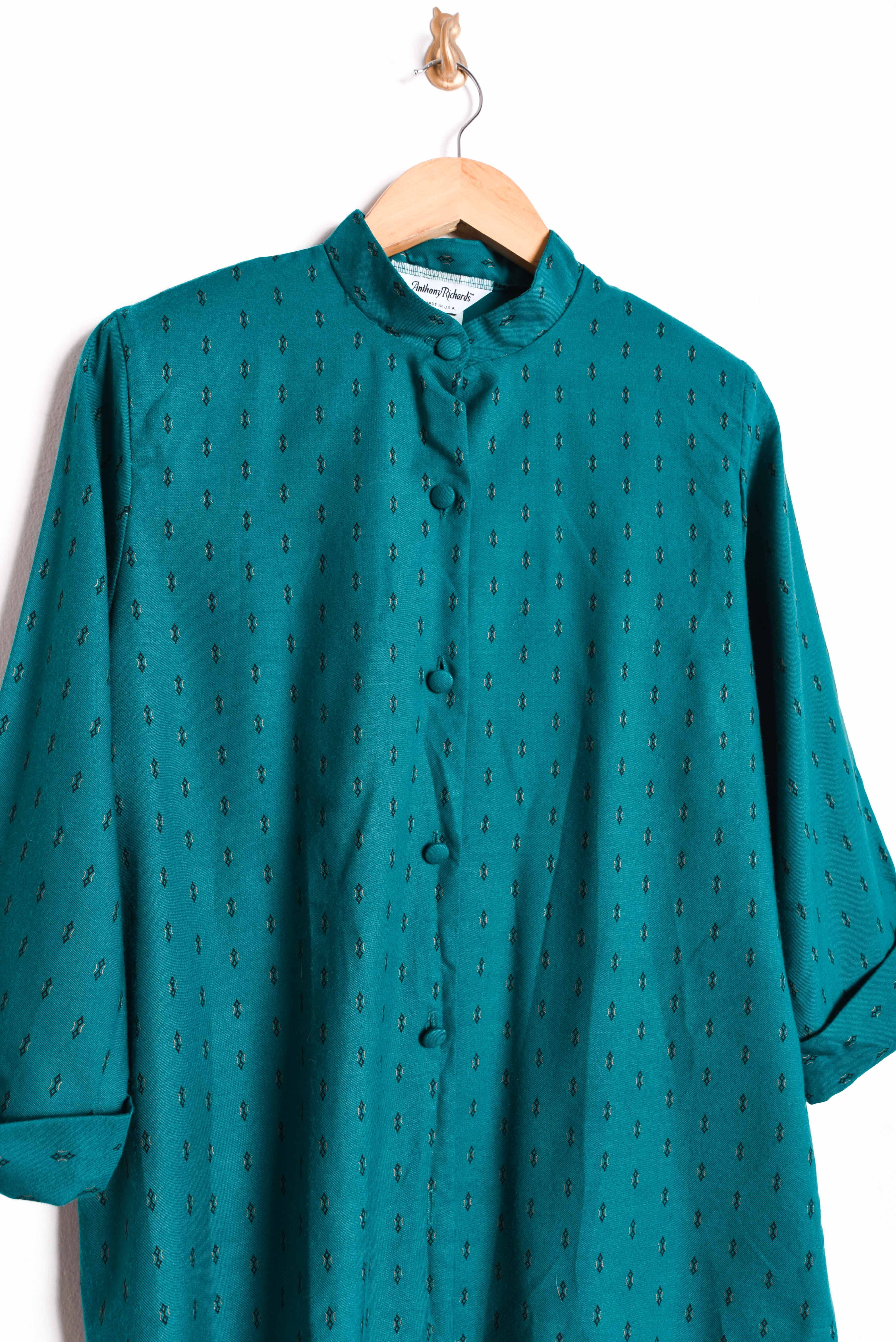 Blusa 80s turquesa print