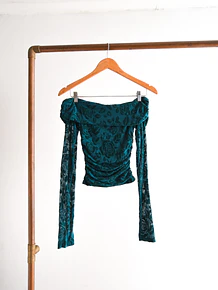 Top off shoulder mesh floral