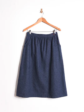 Falda vintage wool azul piedra