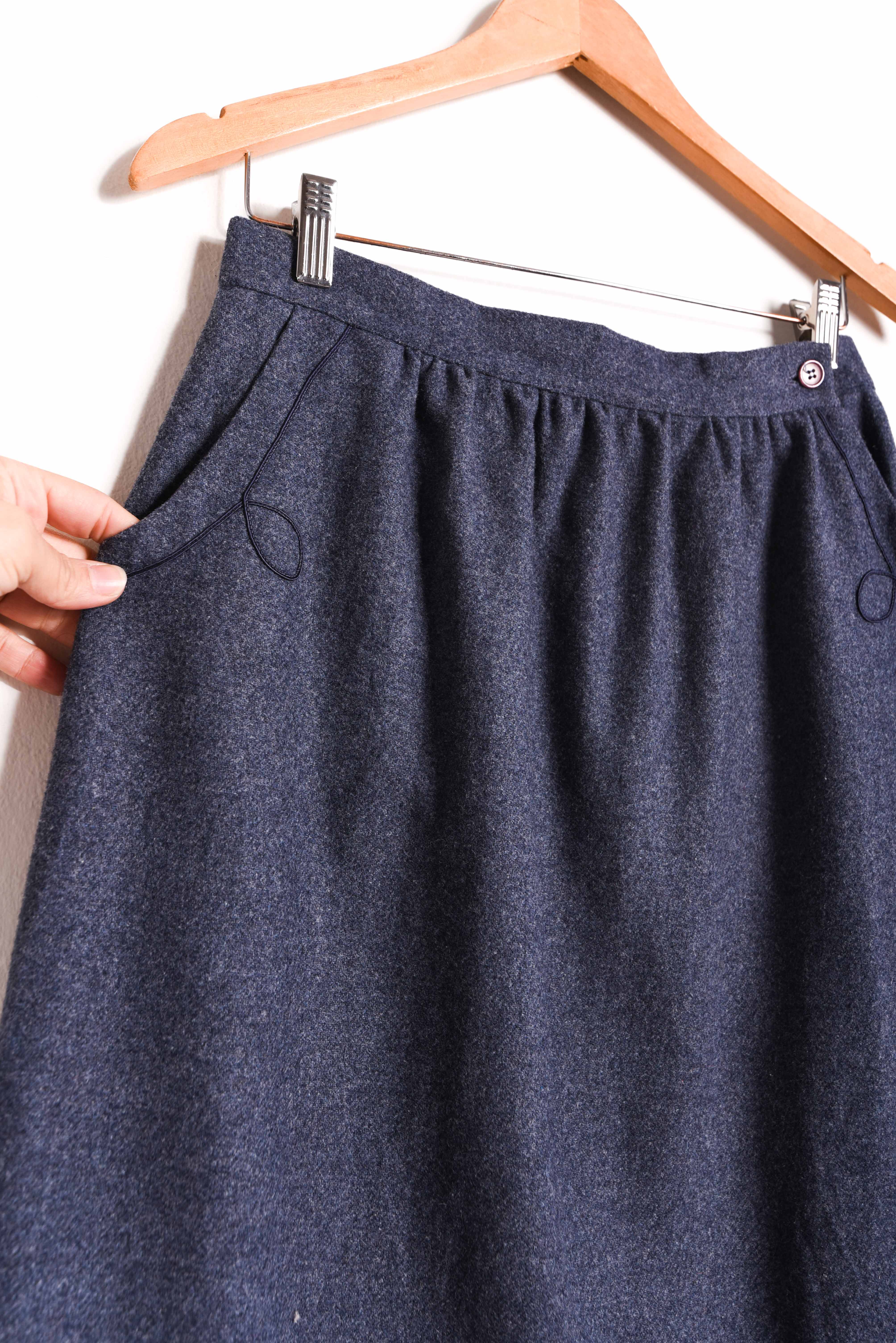 Falda vintage wool azul piedra