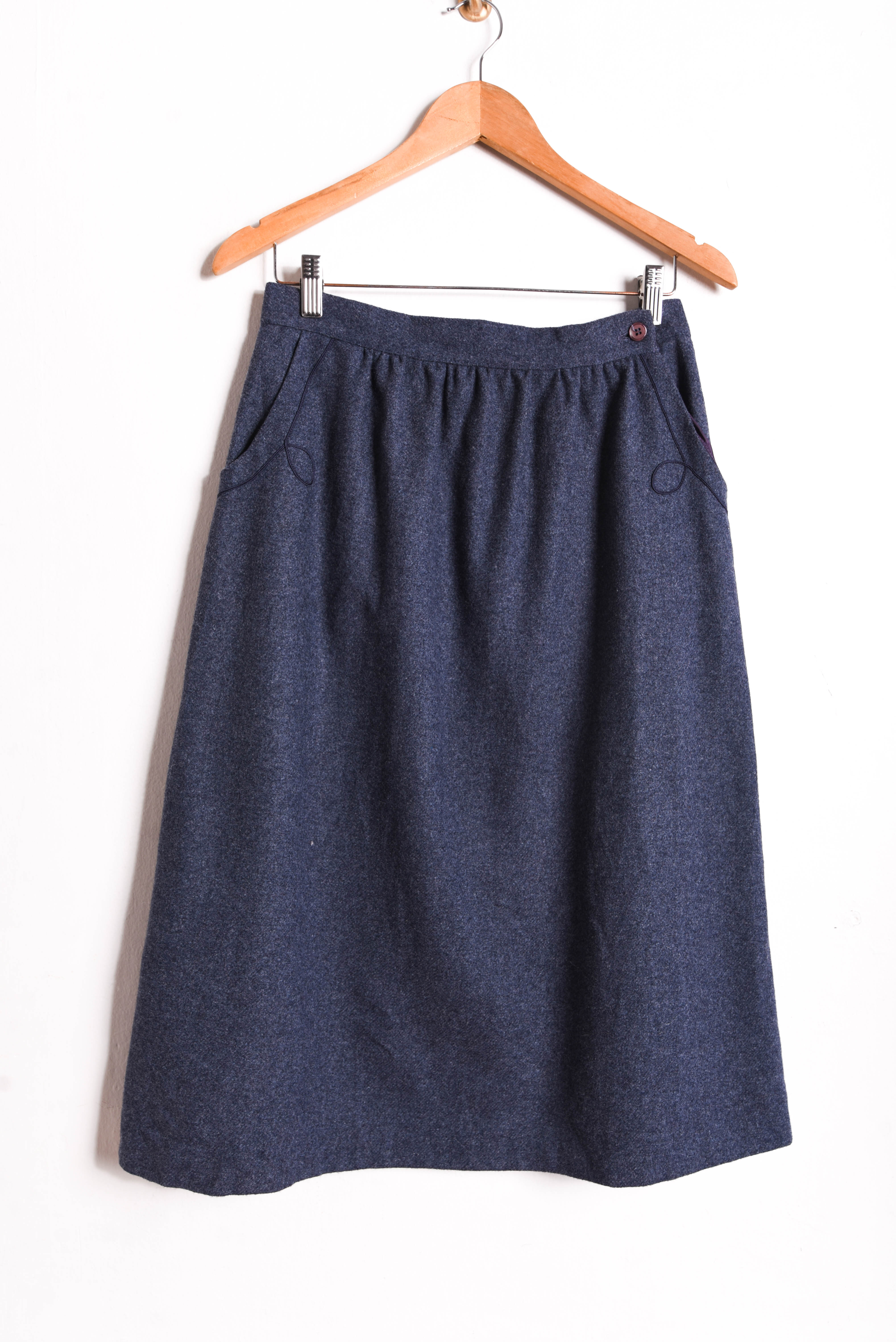 Falda vintage wool azul piedra