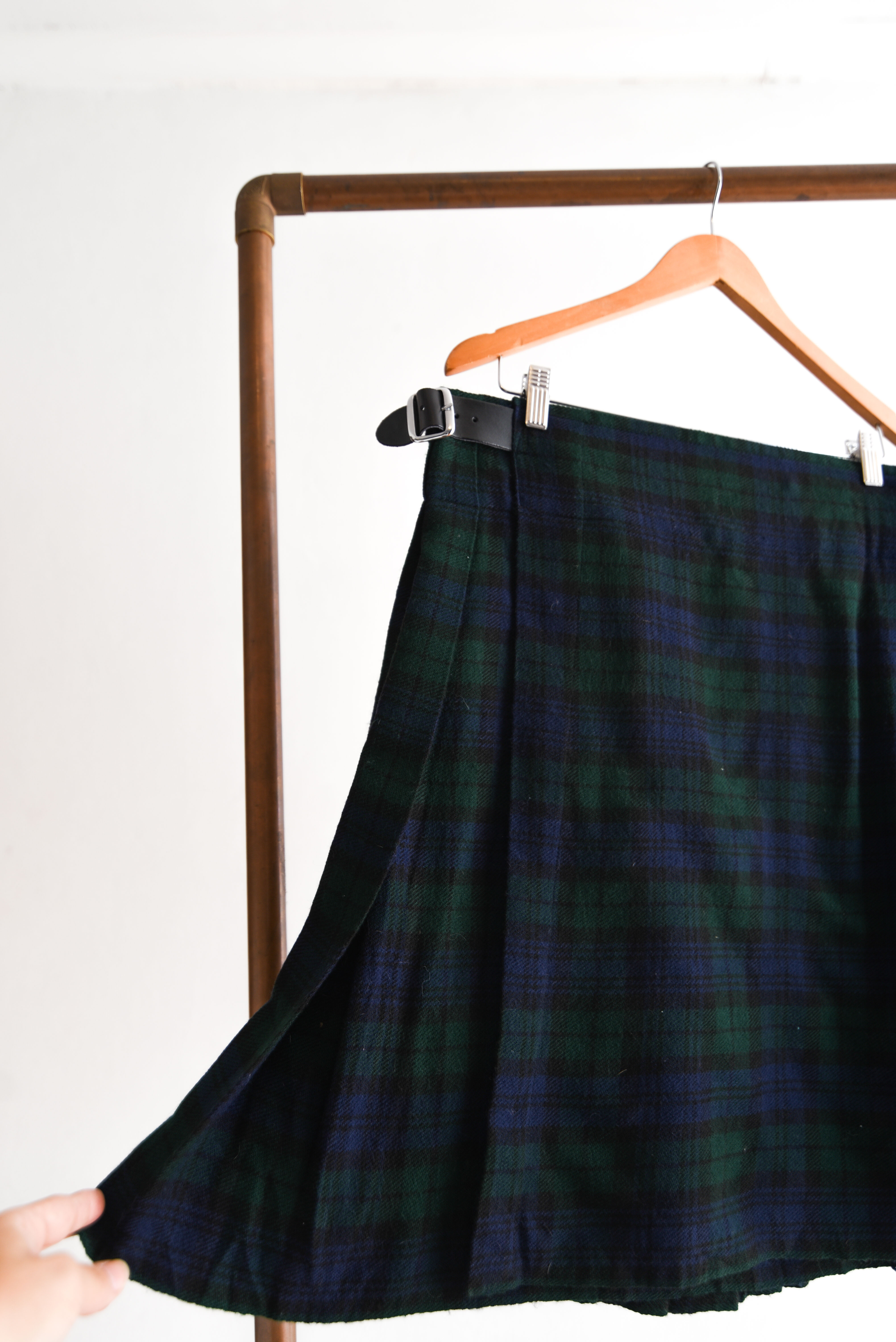 Falda navy green tartán tablas