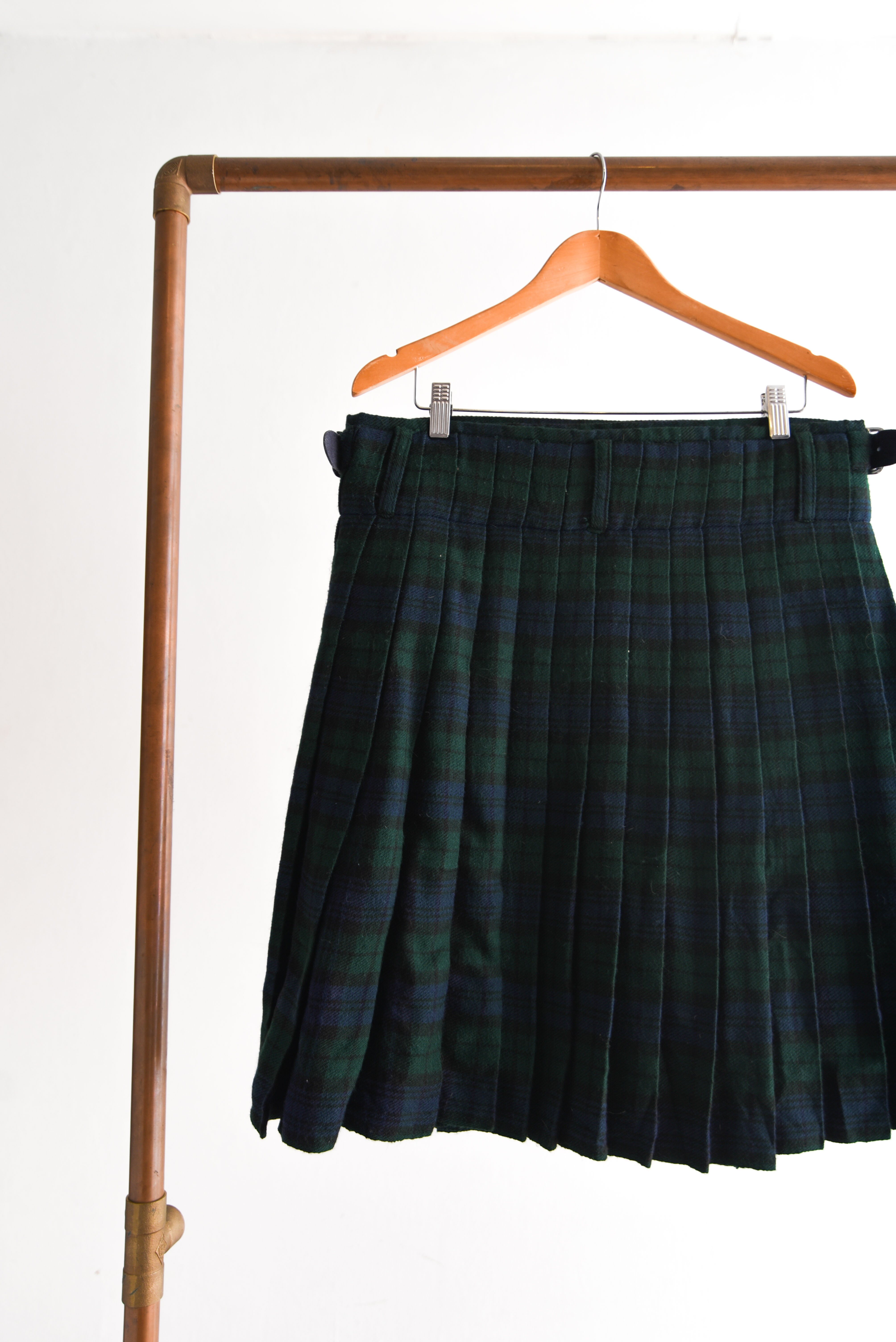 Falda navy green tartán tablas