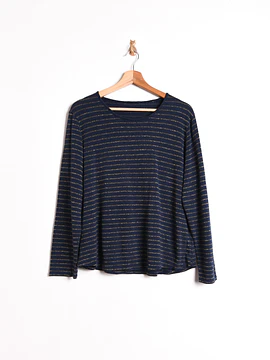 Top rayado azul brillos
