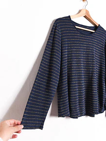 Top rayado azul brillos