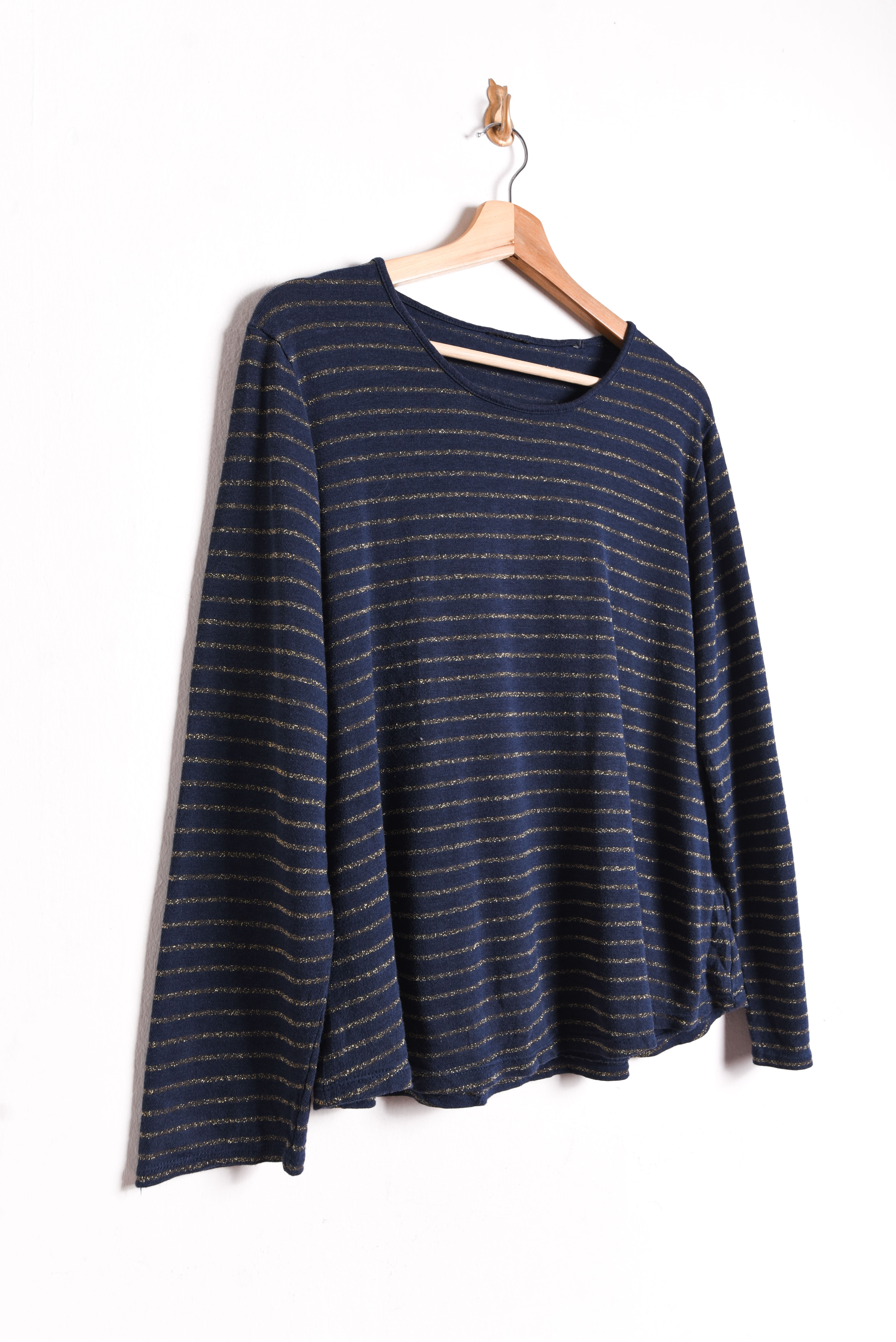Top rayado azul brillos