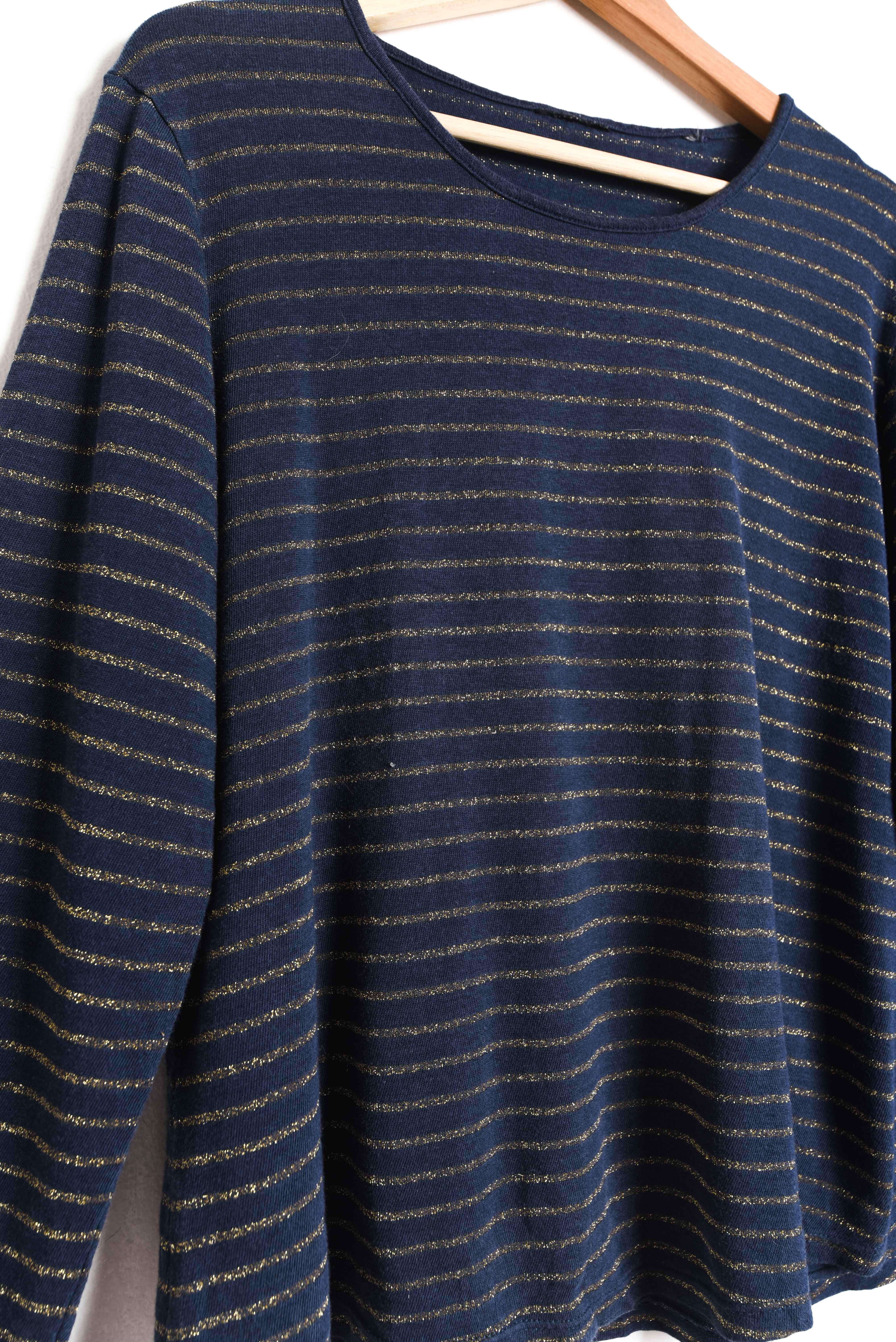 Top rayado azul brillos